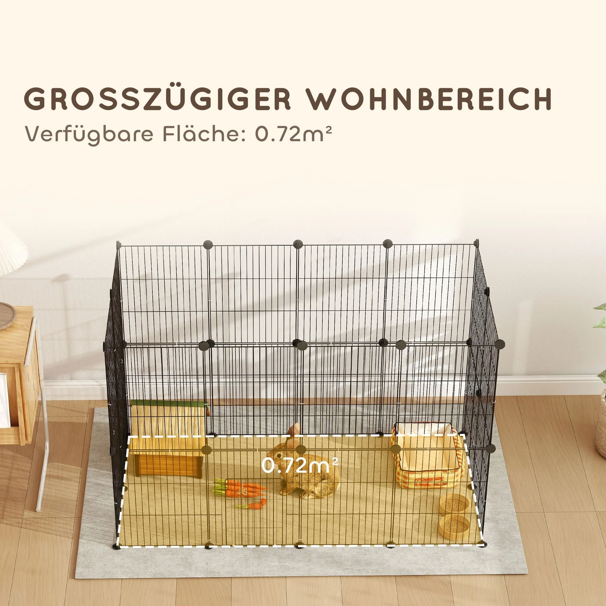 Rabbit/Guinea Pig Enclosure Wire Mesh with Door, Black Steel - Image 6