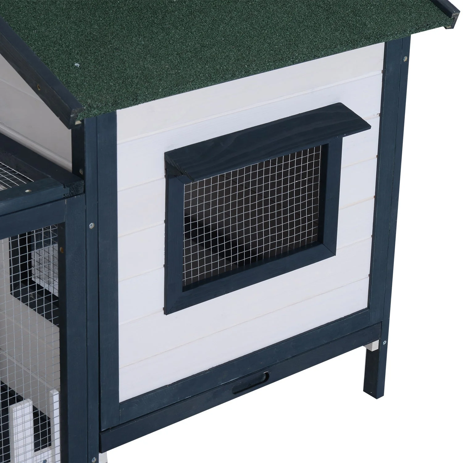 Rabbit Hutch Small Animal Cage, 151x78x84.5 cm Outdoor Run Ramp, Green White - Image 7