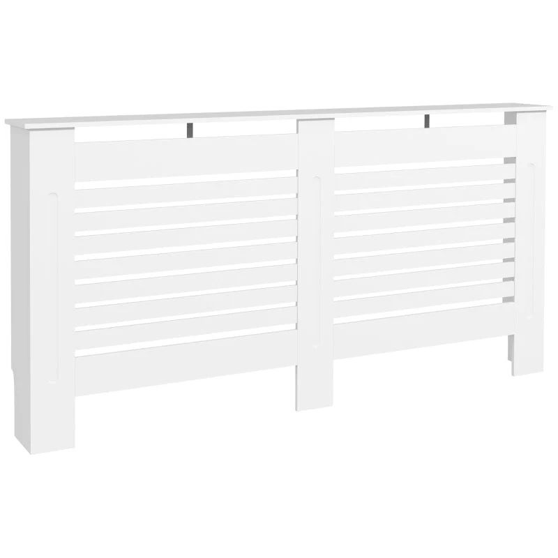 Radiator Cover Modern Cabinet Horizontal Slats 152L x 19W x 81H cm MDF White Painted - Image 2