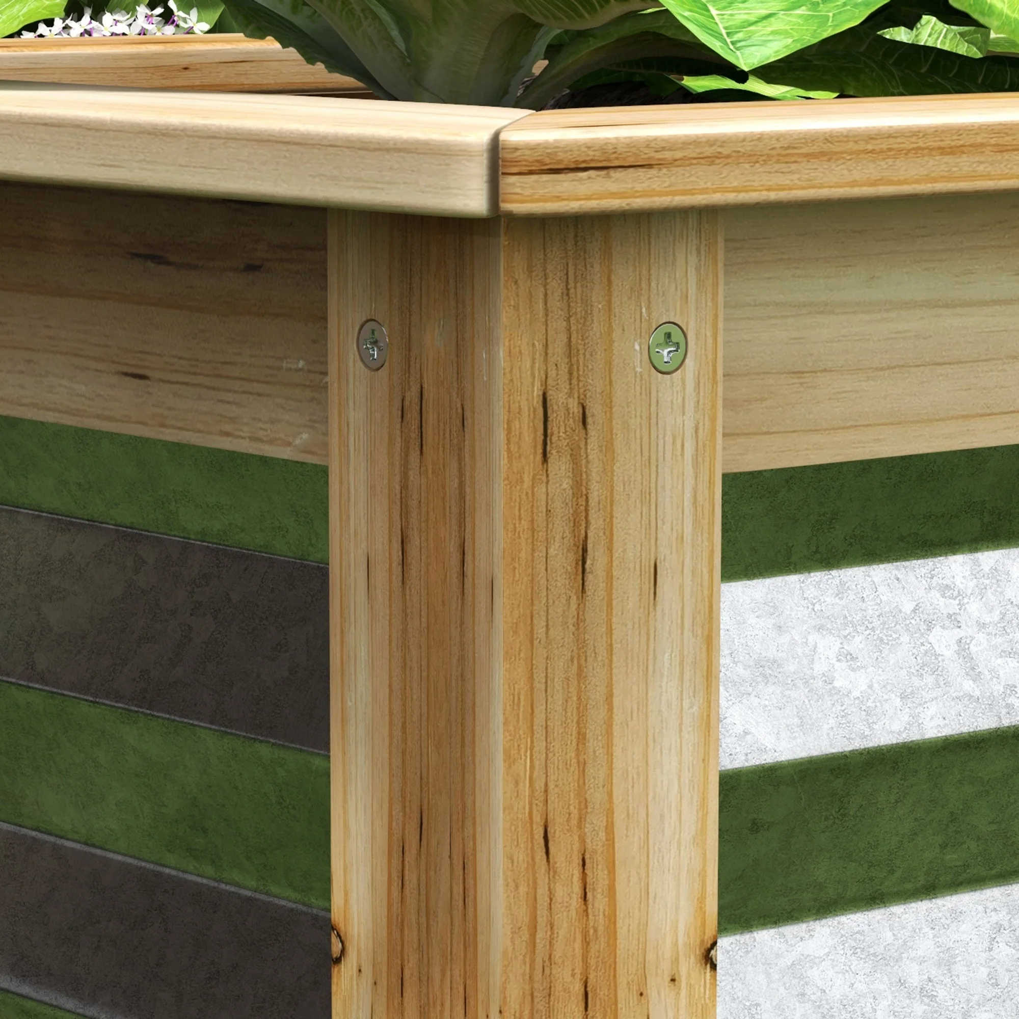 Raised Bed, 90x45x30cm, Robust & Weatherproof, Metal & Wood - Image 7