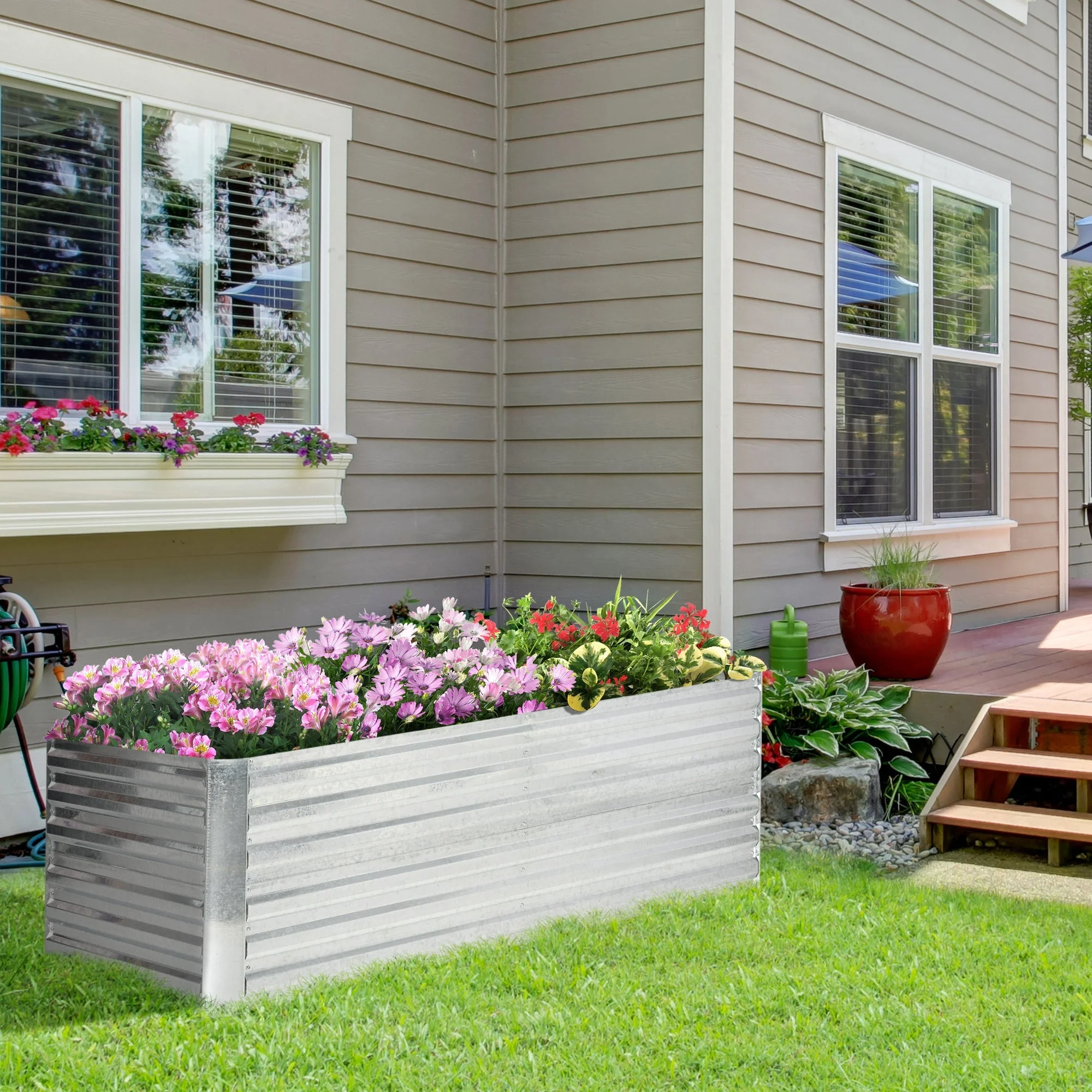 Raised Bed, Garden Planting Planter 180x90x60cm, Steel