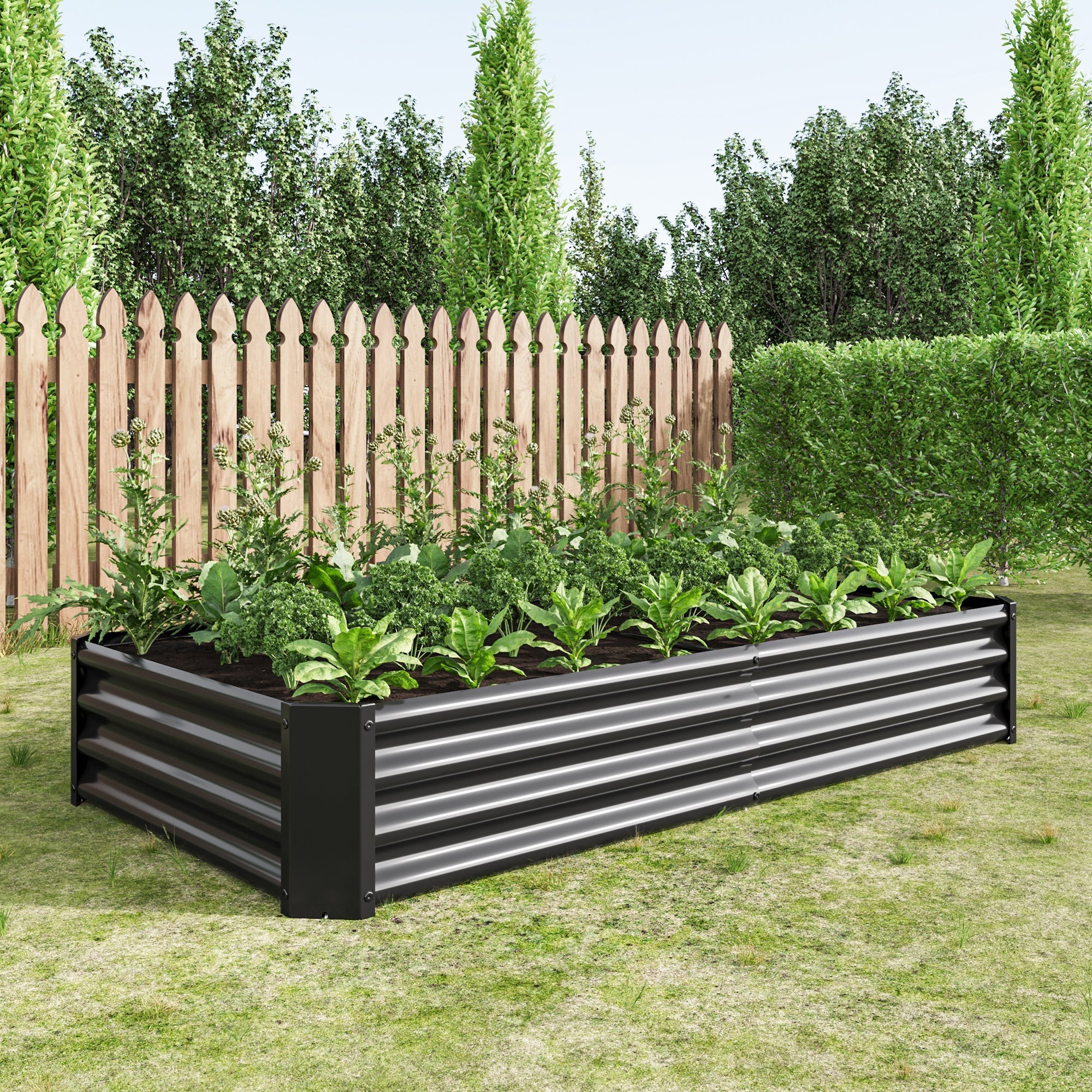 Raised Bed Metal Plant Bed for Garden, Robust Sheet Steel with Rust Protection Anthracite - Image 3