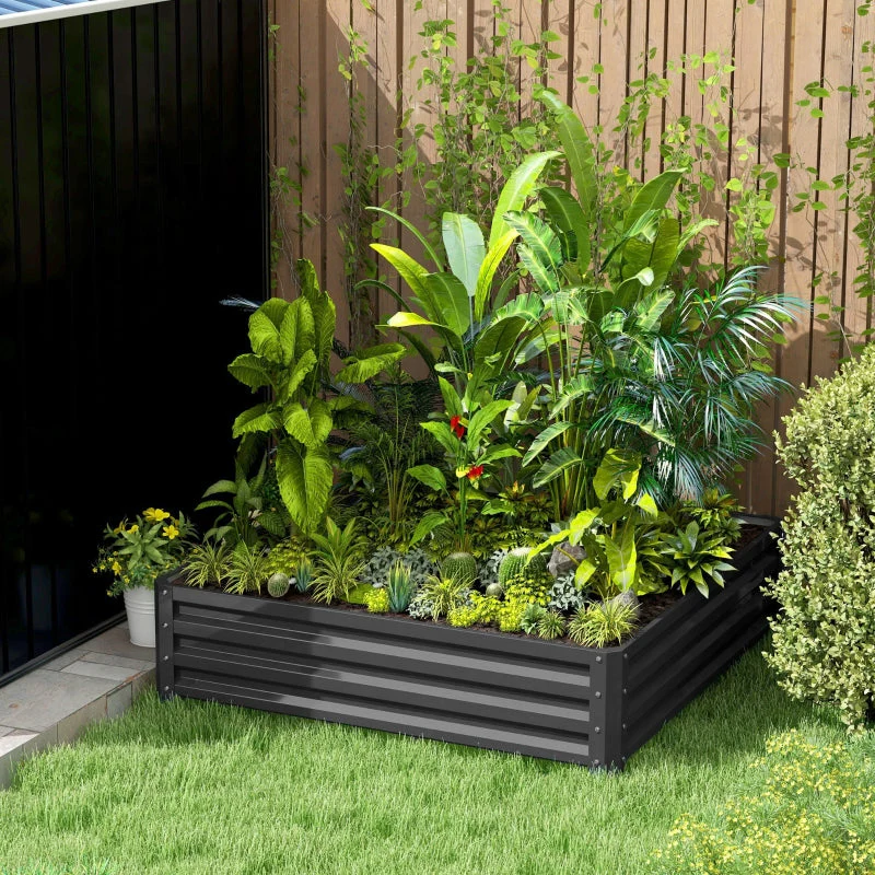 Raised Bed Planter, 120 x 120 x 30 cm, Light Gray Steel - Image 7