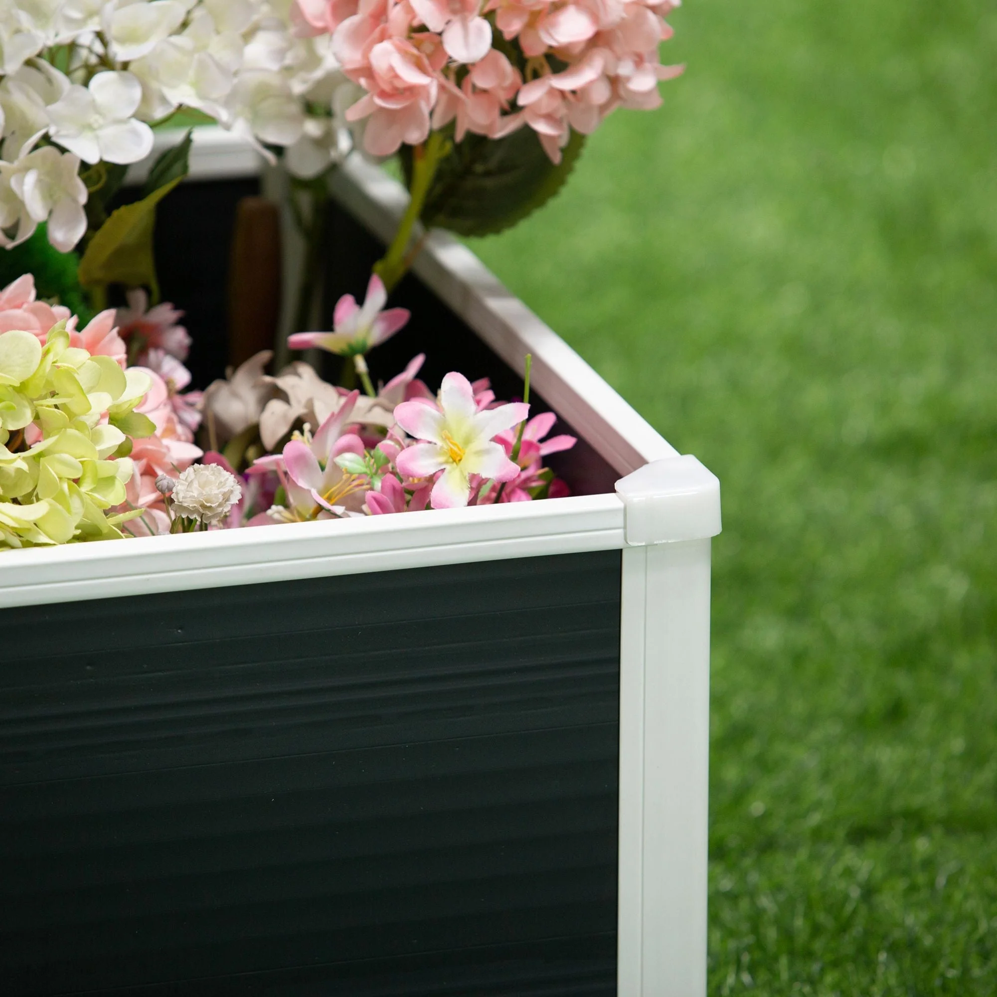 Raised Garden Bed Flower Box Planter 60x60x30cm Drainage Function Plastic Grey - Image 7
