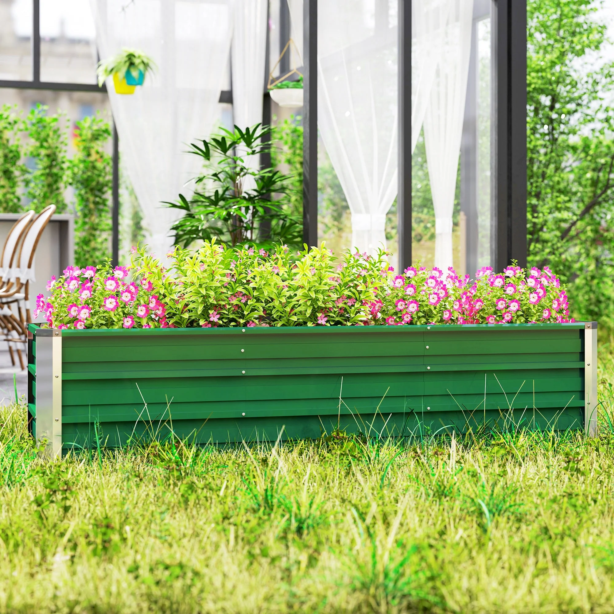 Raised Garden Bed/Planter Box 183x47x40cm Steel with Green Gloves - Image 8