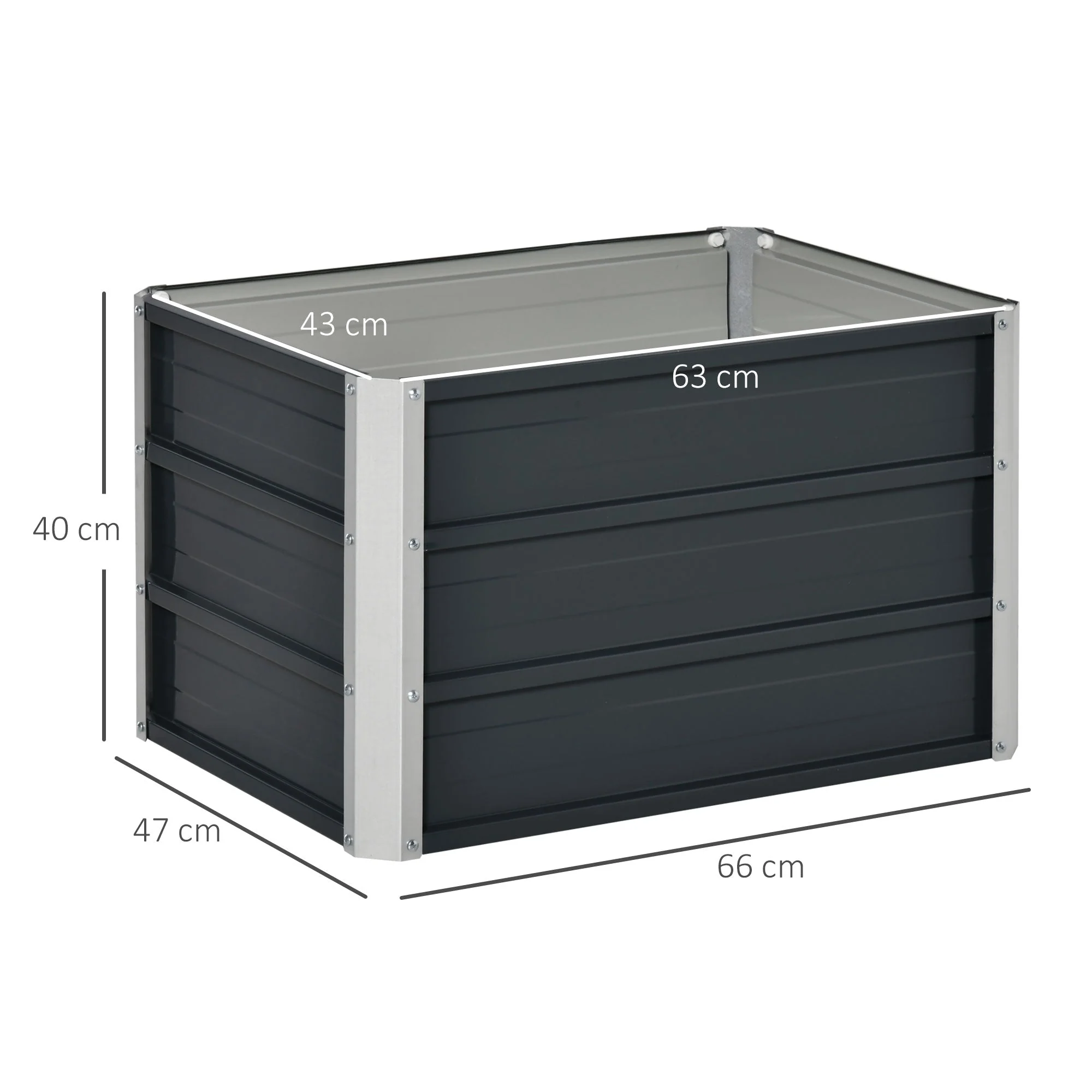 Raised Garden Bed Planter Box 66x47x40cm Robust Steel Dark Grey - Image 3