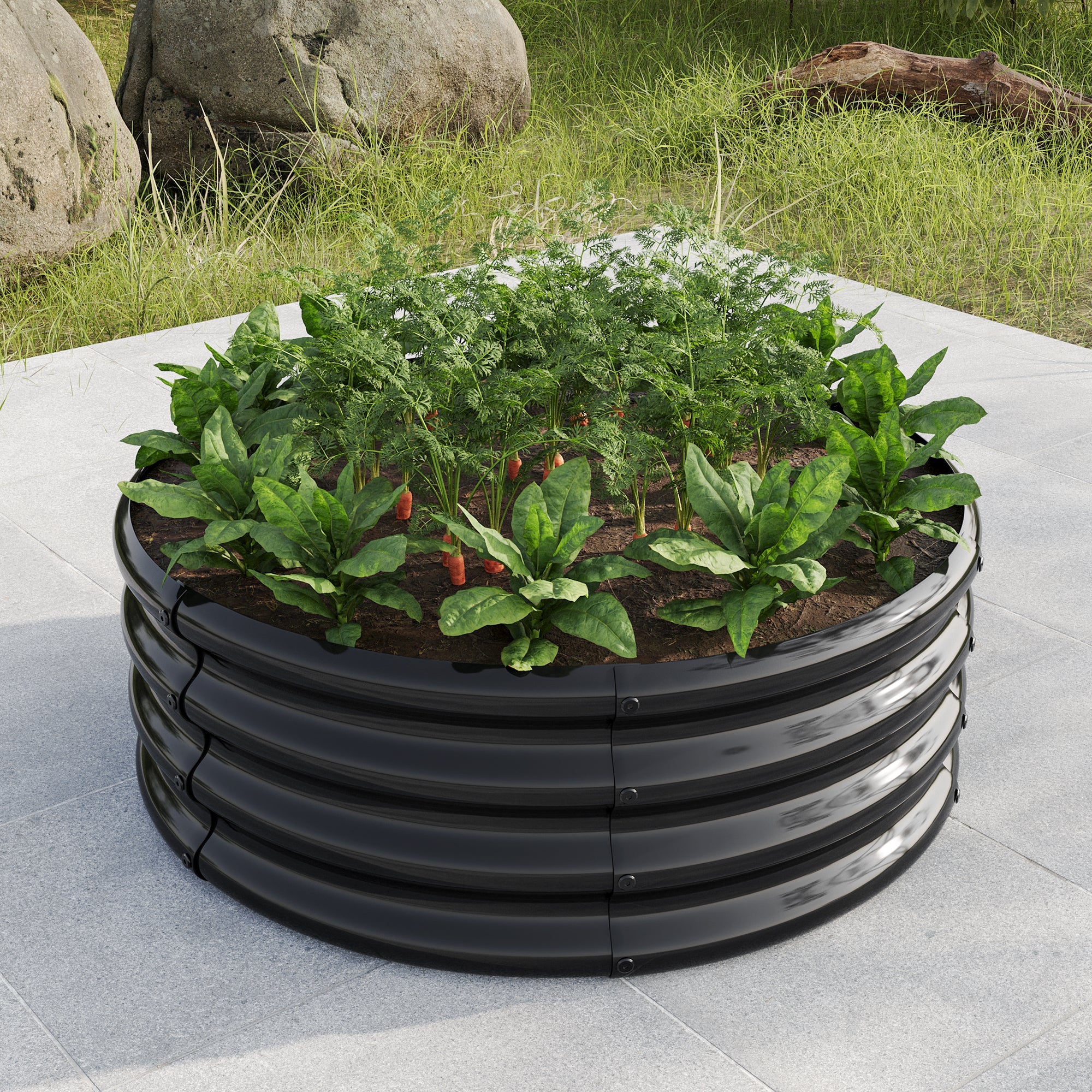 Raised Garden Bed Planter, Round Outdoor, Galvanized - Image 3