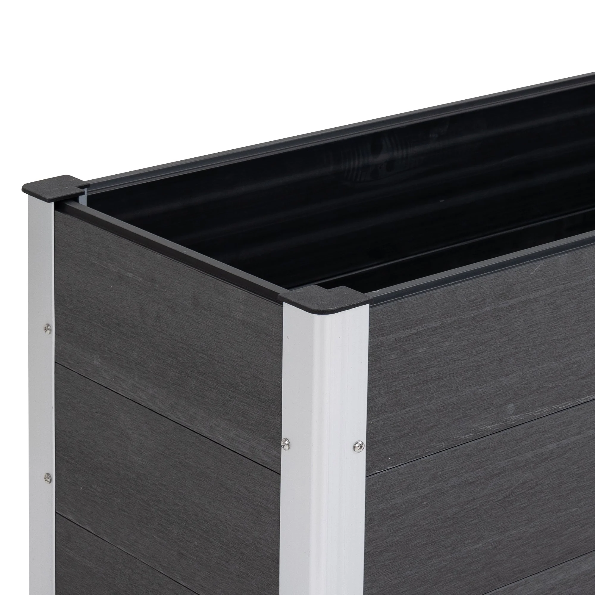 Raised Garden Bed Planter, Weatherproof WPC/Aluminum, 100x50x50cm, Grey - Image 7
