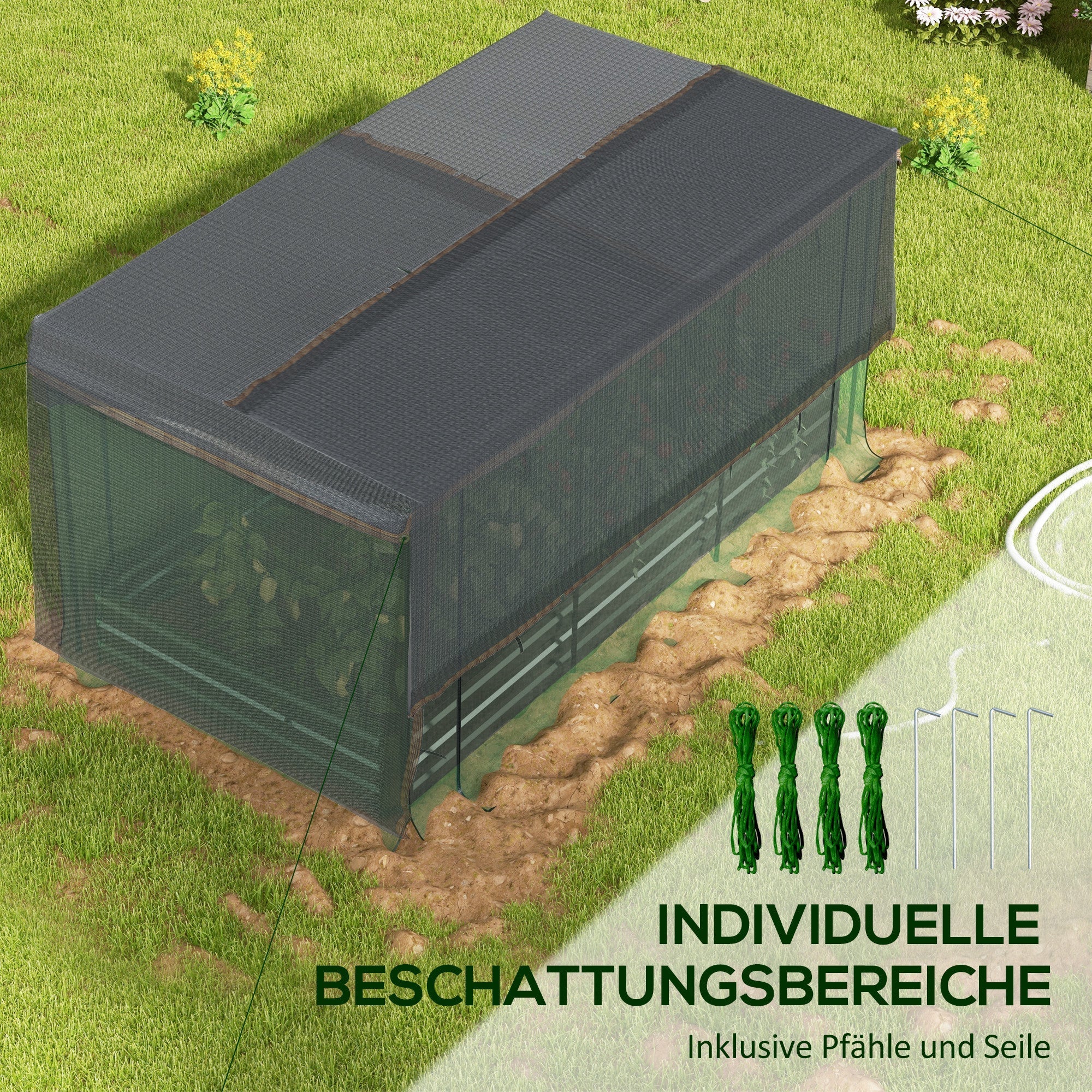 Raised Garden Bed, Steel, Bird Netting, 230x110x110cm, Dark Grey - Image 5