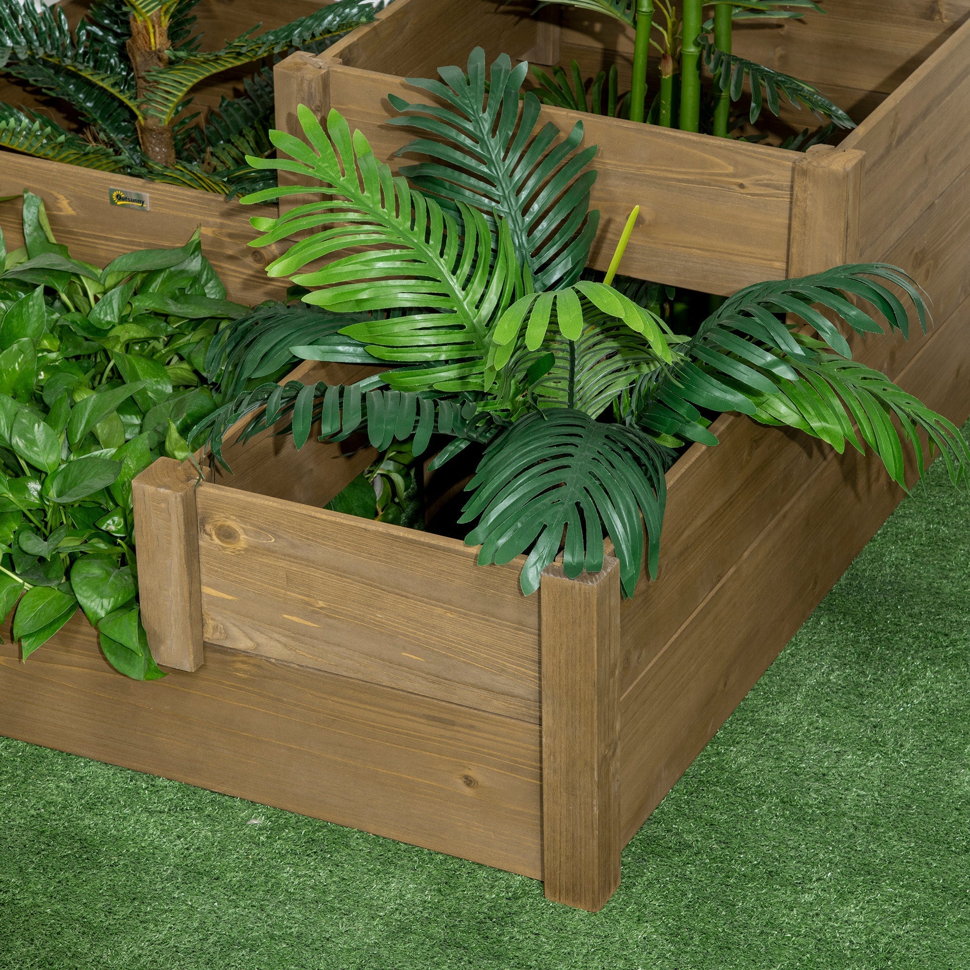 Raised Vegetable Bed, 3-Level Planter for Herbs 122x122x51 cm, Fir Wood Brown - Image 8