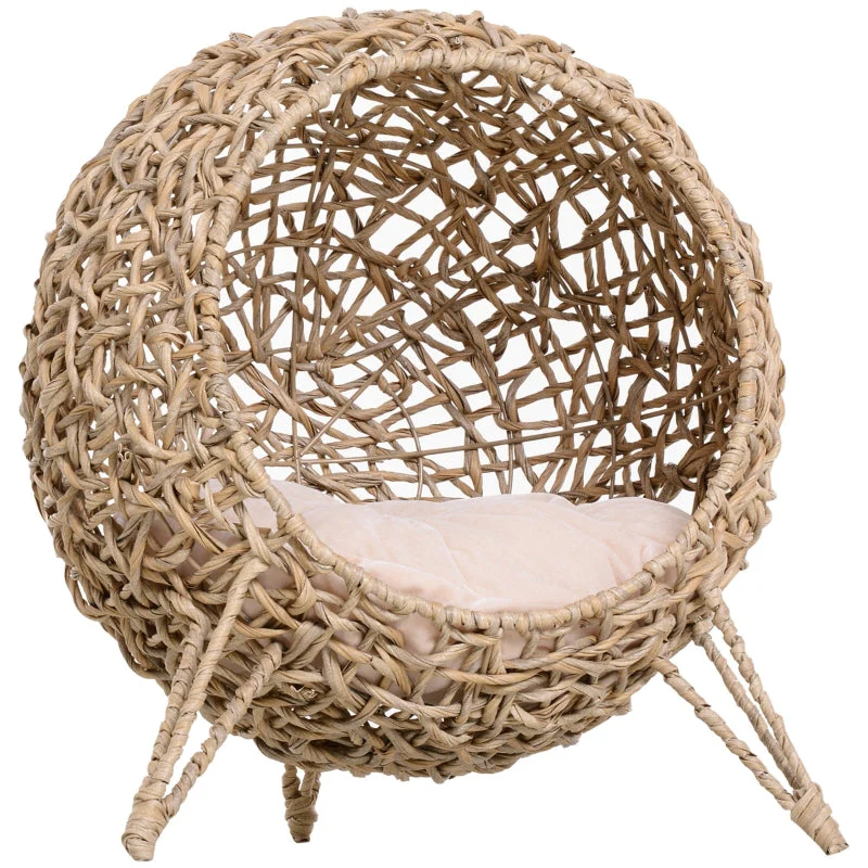 Rattan Cat House, Cushion Cat Cave, Raised Feet, Natural - Image 2
