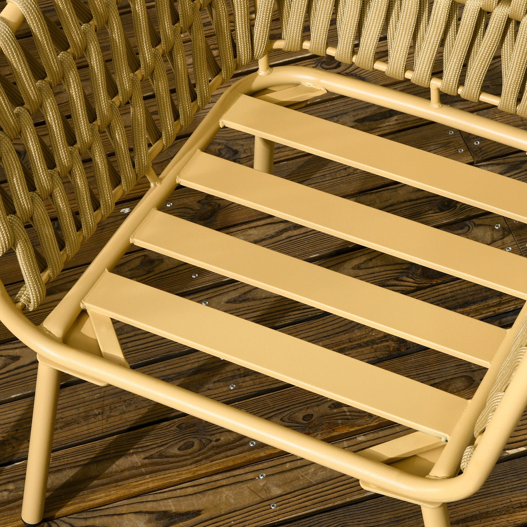 Rattan Garden Set 4-Piece with Coffee Table, 2 Armchairs, Double Sofa, Cushions - Khaki - Image 8