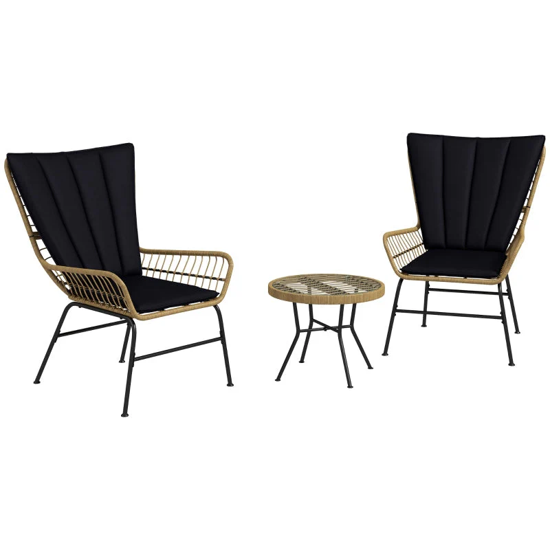 Rattan Seating Group, 3-Piece with 2 Chairs & Side Table, Tempered Glass - Image 8