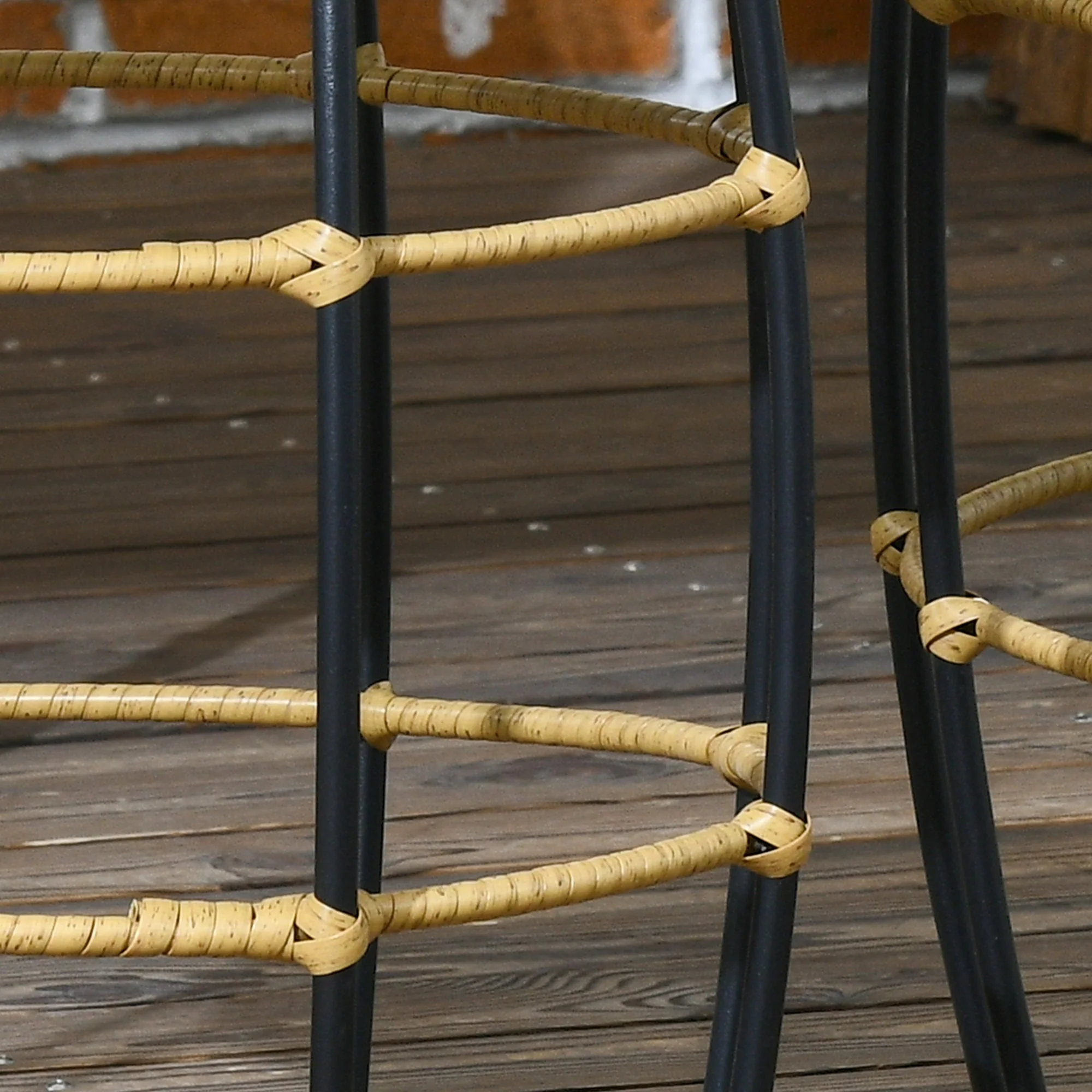 Rattan Side Table Set of 2 Stackable Coffee Table, Khaki - Image 8