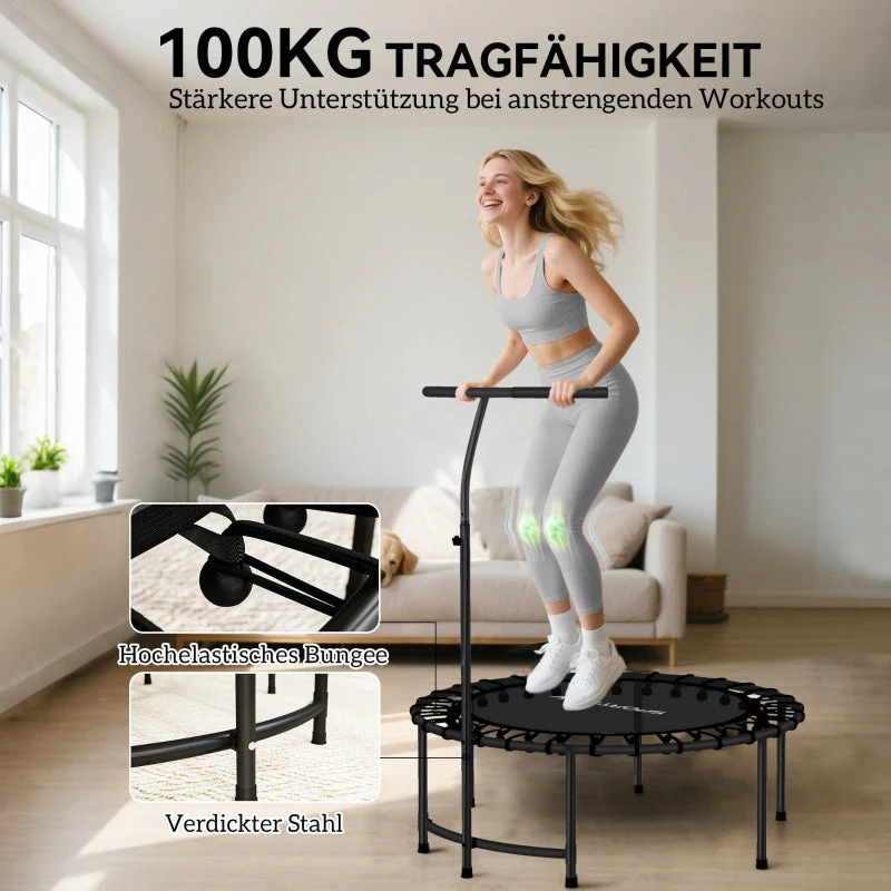 Rebounder Trampoline, 5-Level Adjustable Handle Workout, Black - Image 5