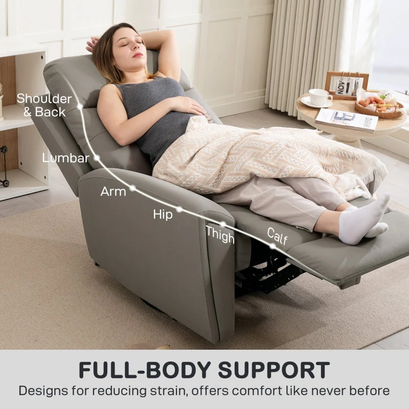 Recliner Armchair, Manual Reclining with Adjustable Leg Rest, Microfibre Grey - Image 6