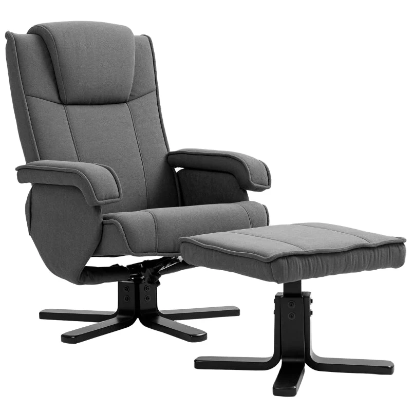 Recliner Chair, 360° Rotating, Adjustable Backrest, Reclining, Rocking, Velvet-Look, Dark Grey - Image 2