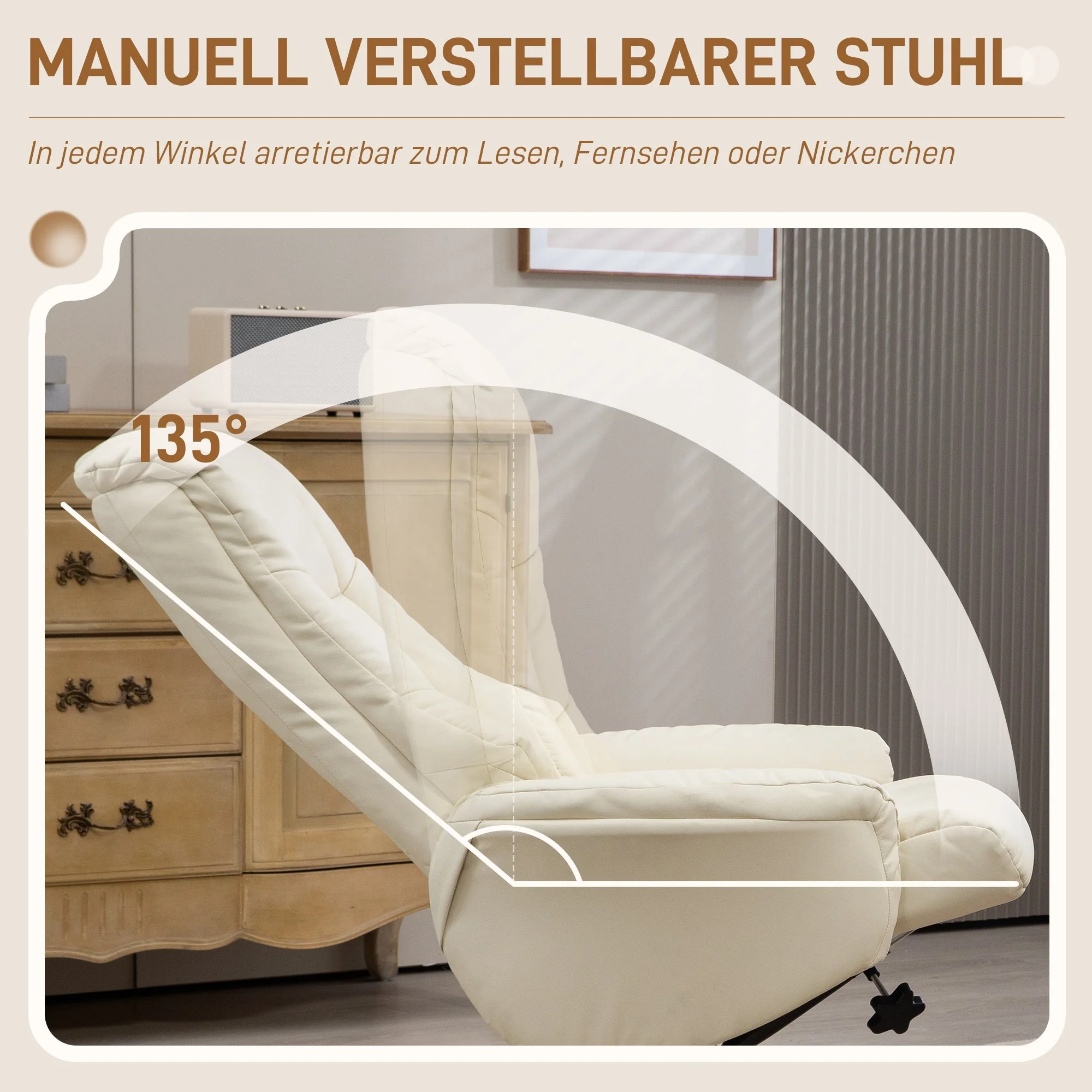 Recliner Chair with Footstool, Reclining & Rocking, High Backrest, Faux Leather - Image 4