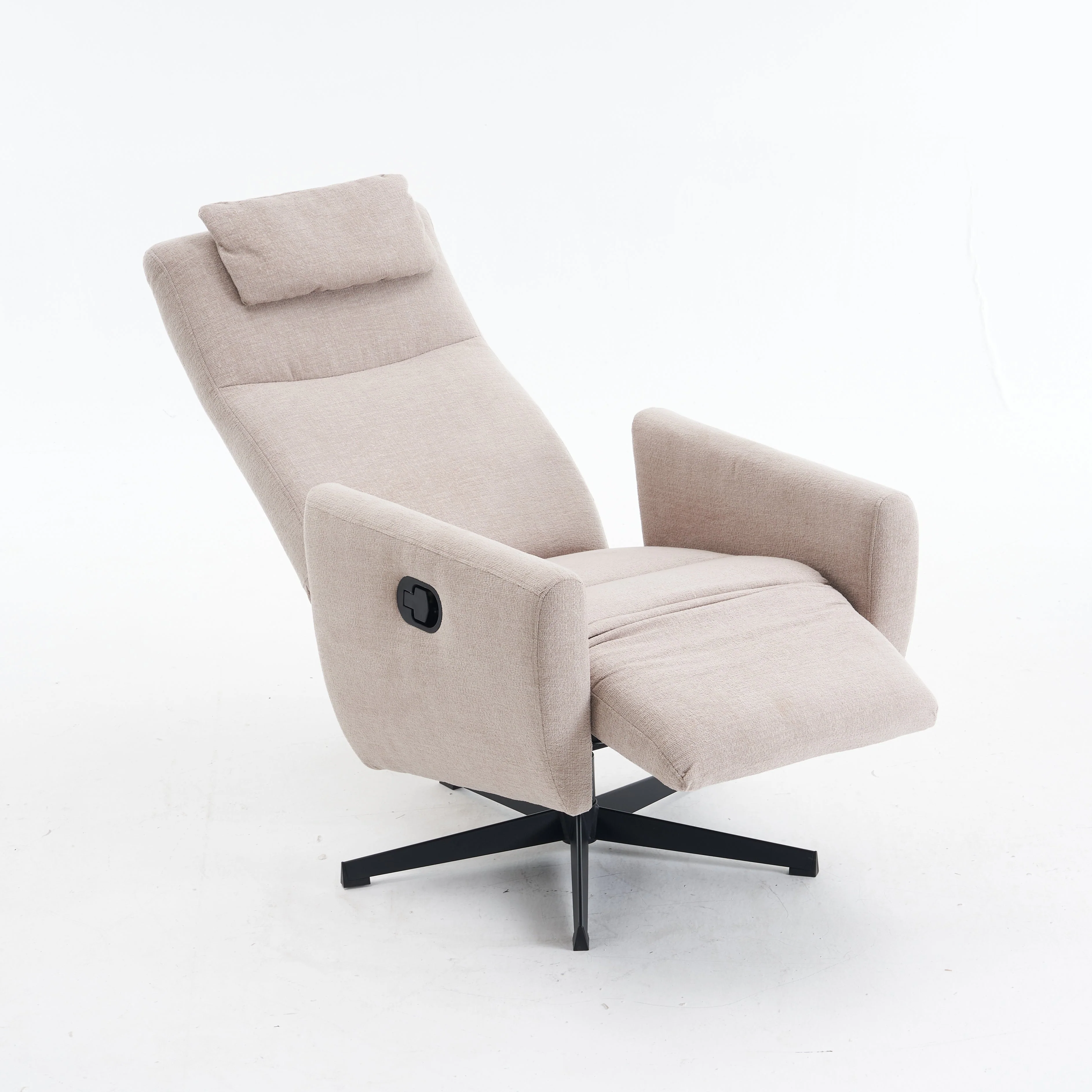 Recliner with Pillow Padded Seat and Footrest, Chenille Fabric, Grey - Image 4