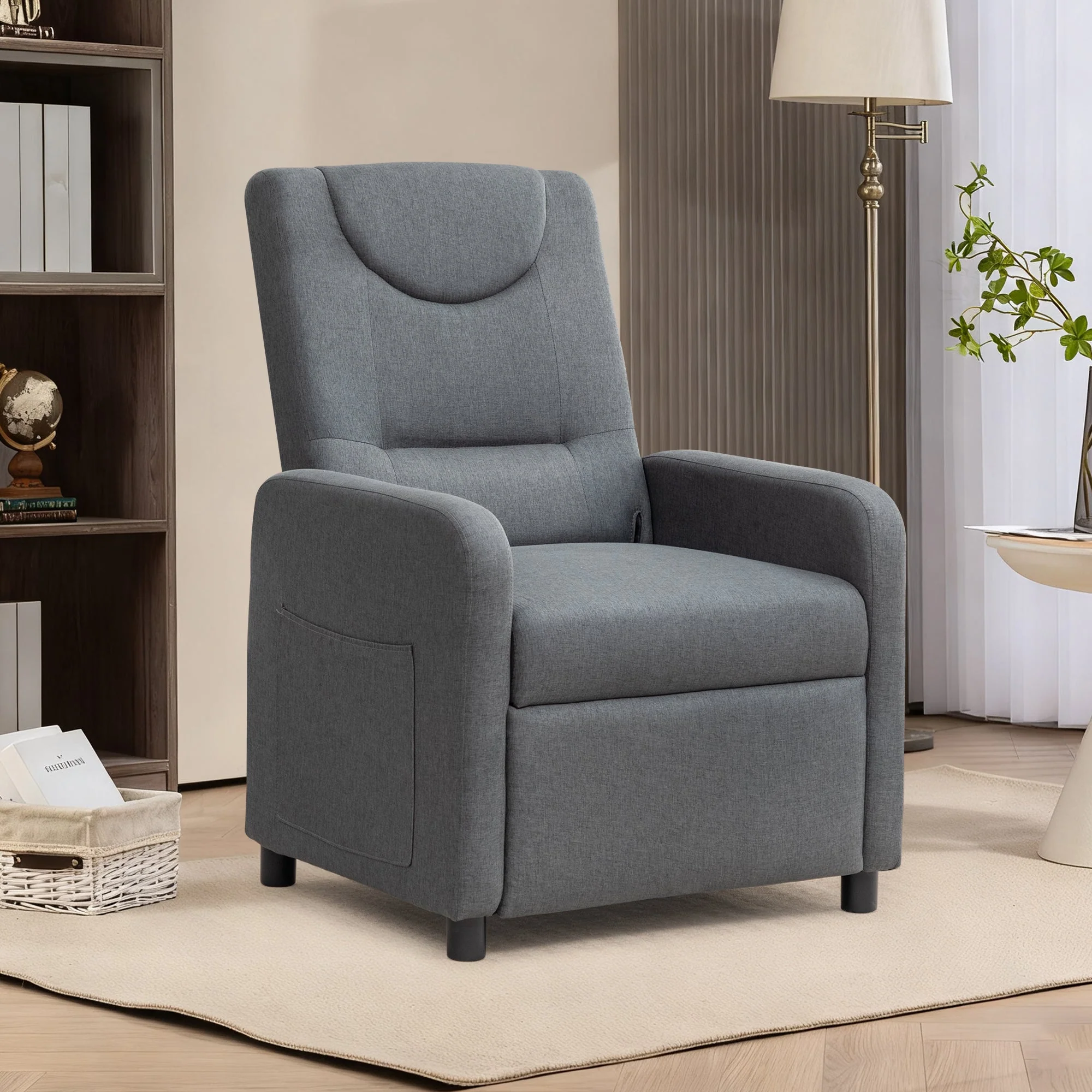 Reclining Armchair Adjustable Function - Dark Grey