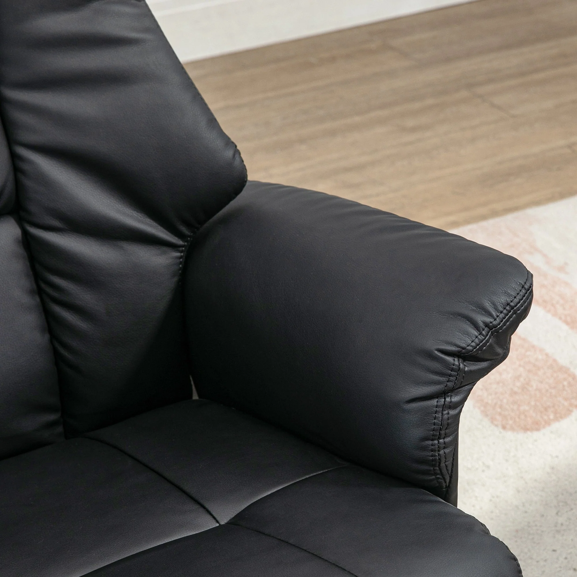 Reclining Armchair with Footstool, Electric 130° Reclining TV Function, Black Faux Leather - Image 7