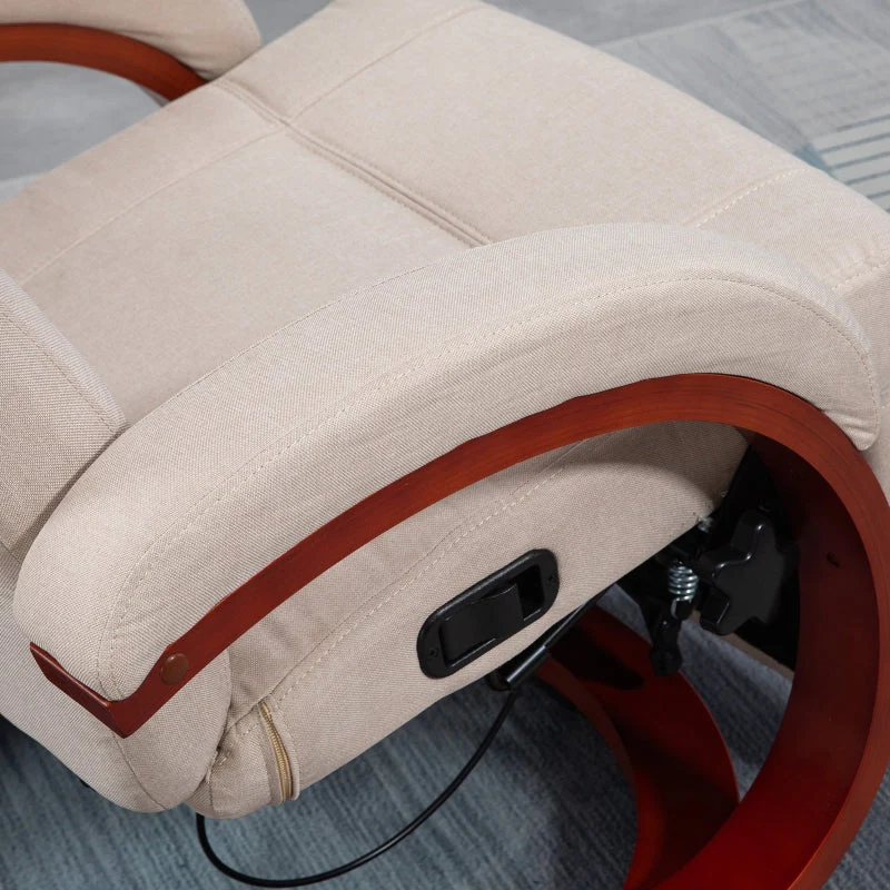 Reclining Swivel Chair with Footrest - Beige - Image 8
