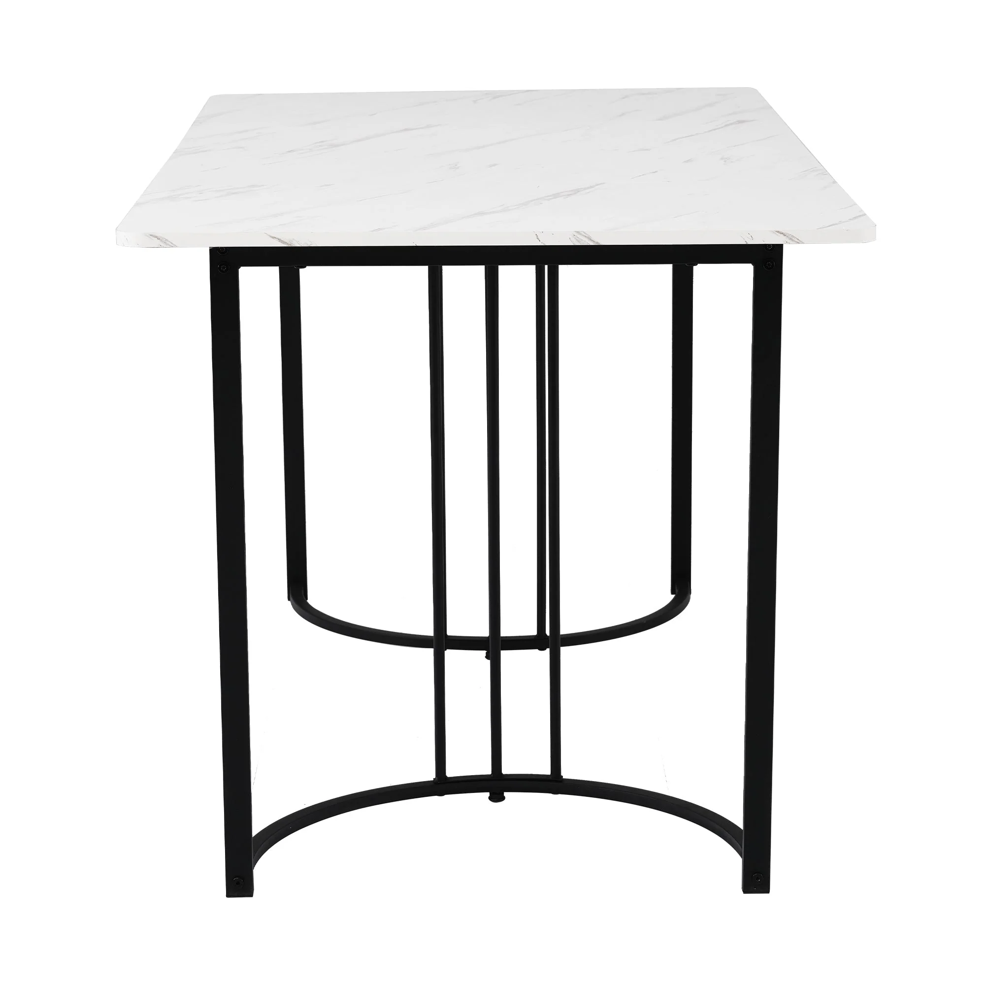 Rectangular Dining Table 140x80cm Modern Marble Pattern Adjustable Legs White/Black - Image 10