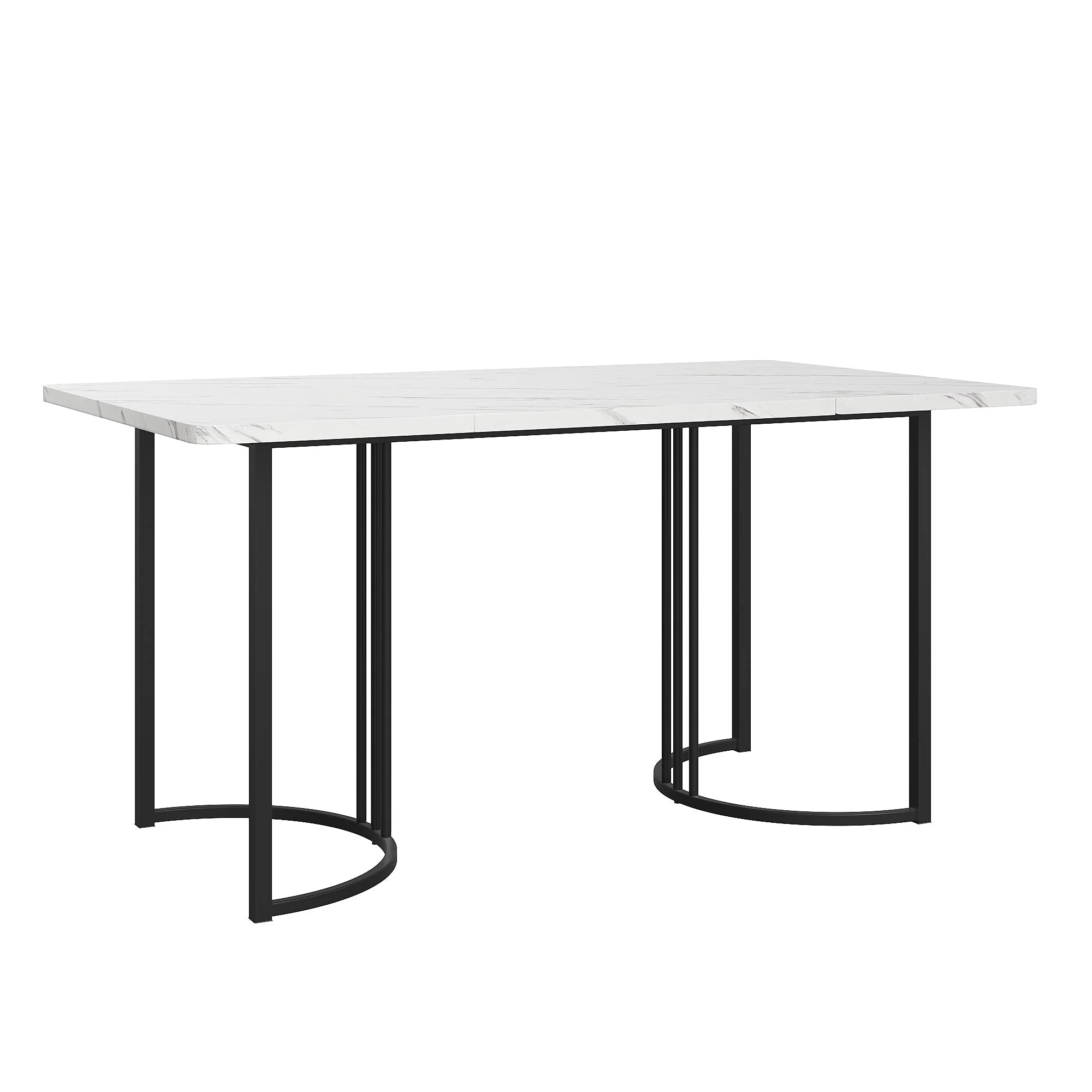 Rectangular Dining Table 140x80cm Modern Marble Pattern Adjustable Legs White/Black - Image 4