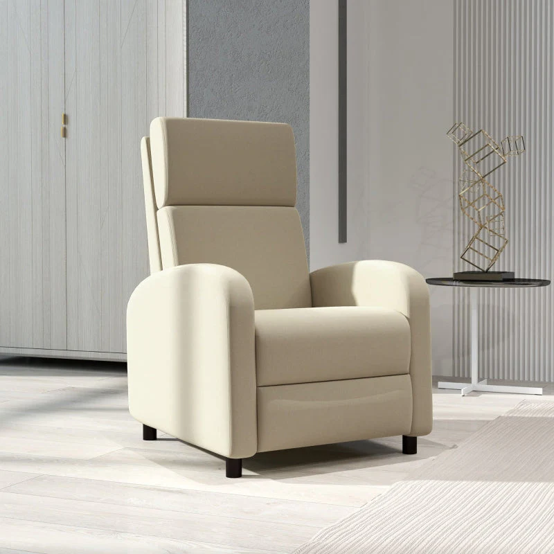 Relaxing Armchair Recliner with Footrest, 120kg, Cream White Linen - Image 7