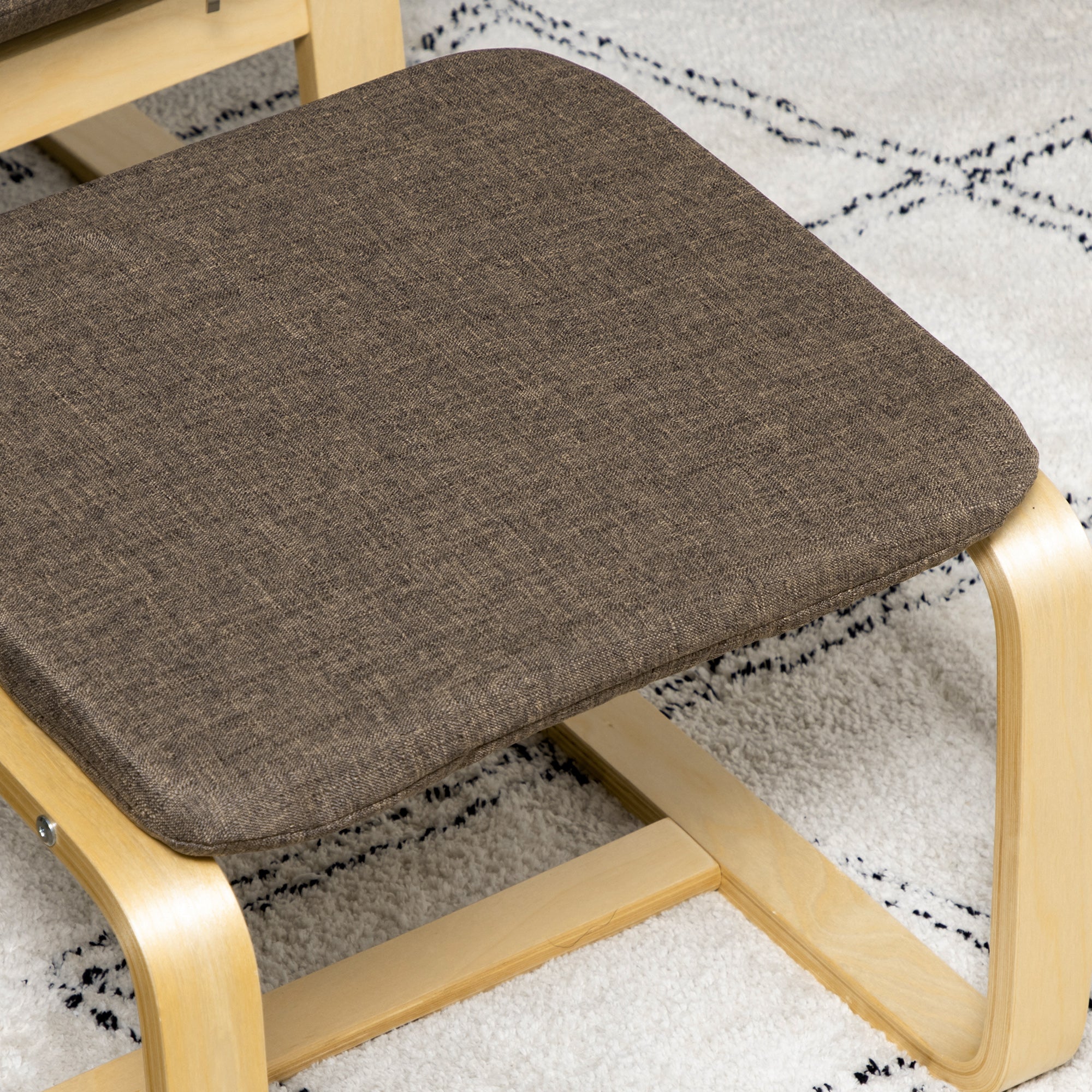 Relaxing Armchair with Footstool, Wingback Dining Chair, Linen Brown - Image 7