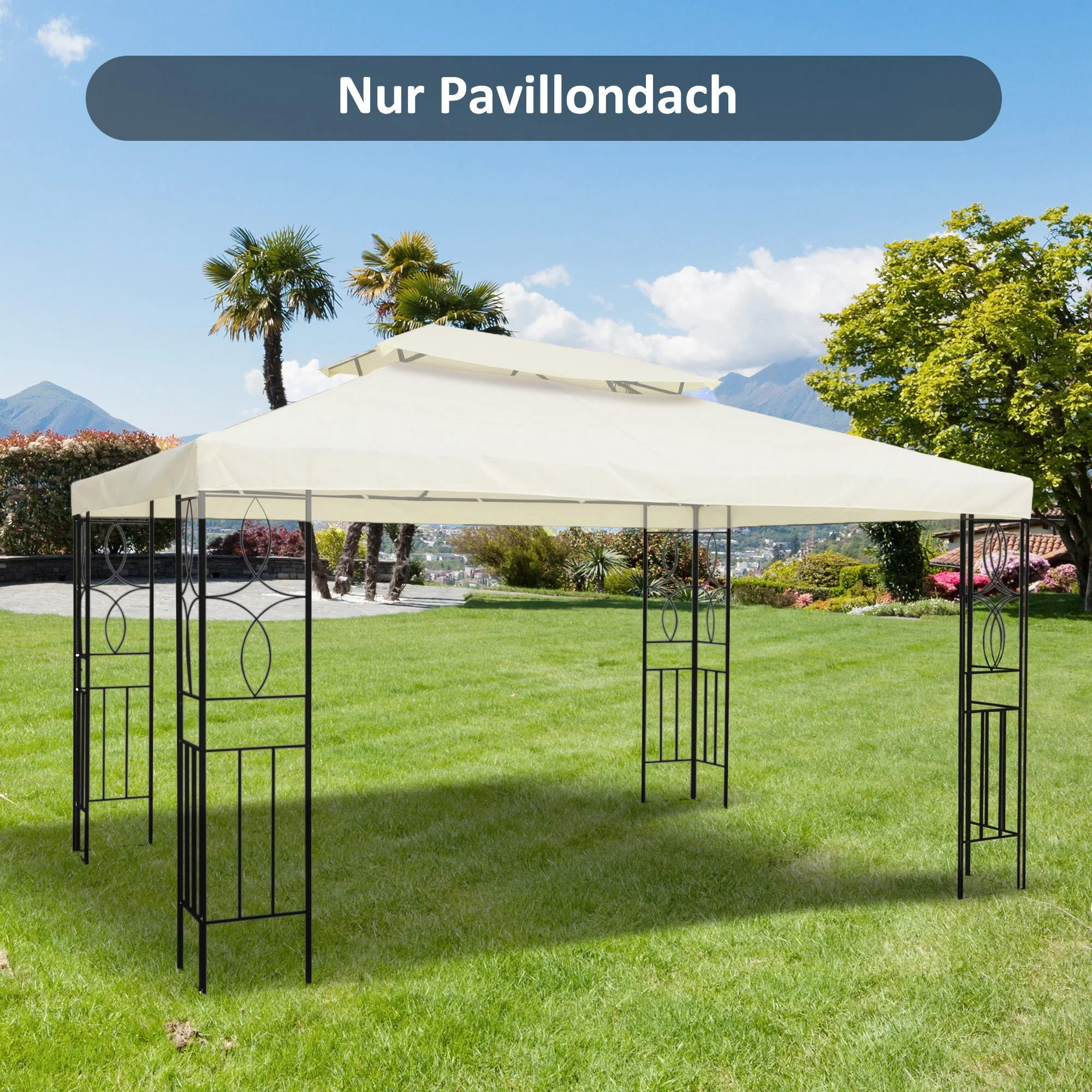 Replacement Roof for Metal Gazebo 4x3m with Leakage Opening - Cream-White Polyester