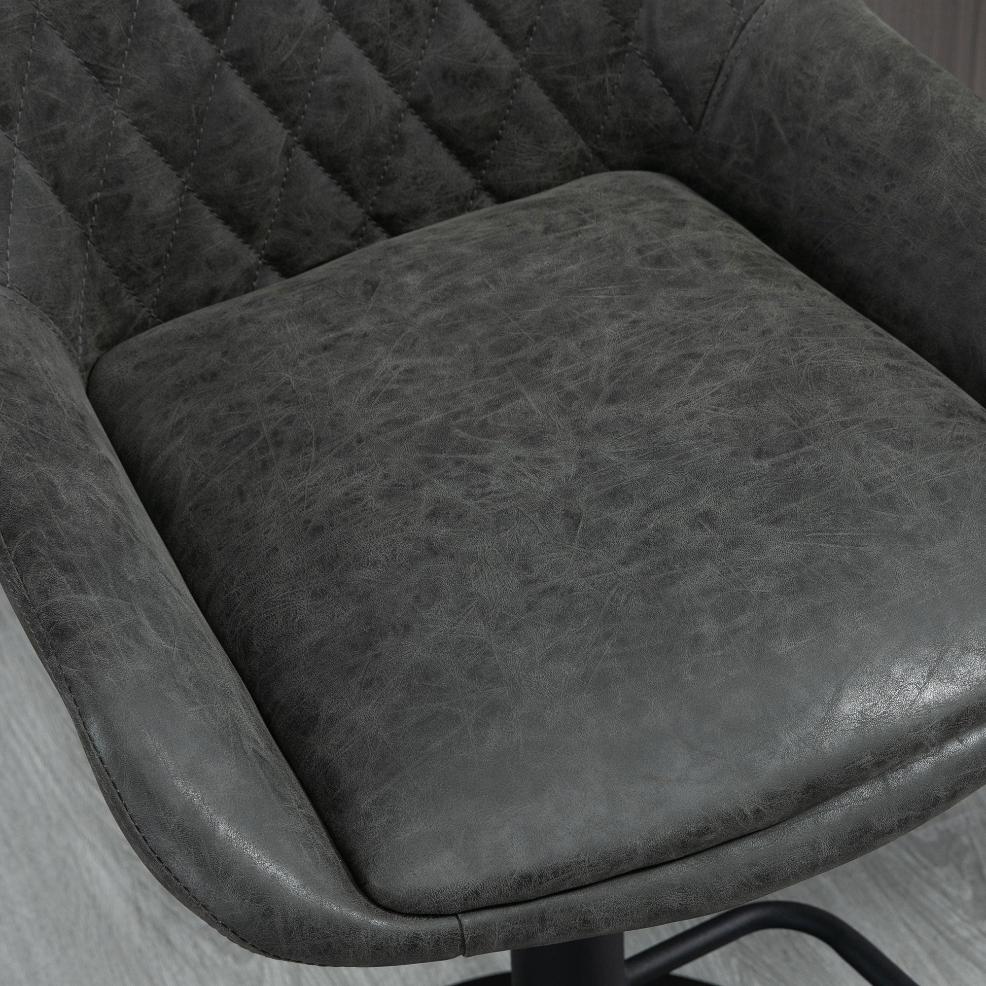 Retro Bar Stools, Set of 2, Adjustable Kitchen Stool, Upholstered with Back and Swivel Seat, Dark Grey - Image 7
