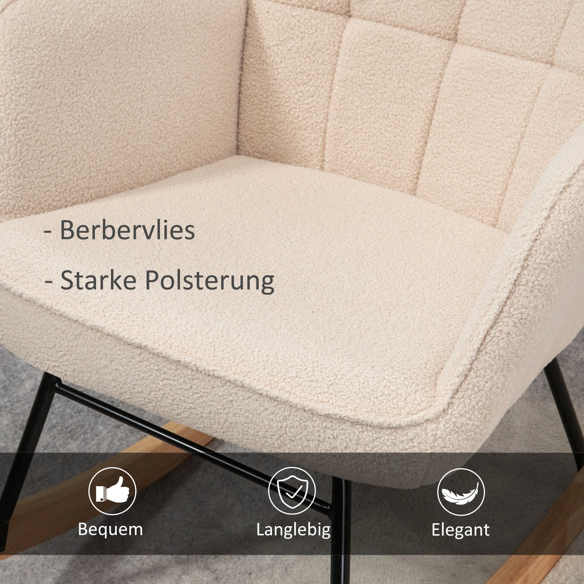 Rocking chair accent relaxation chair with berber fleece beige - Image 5