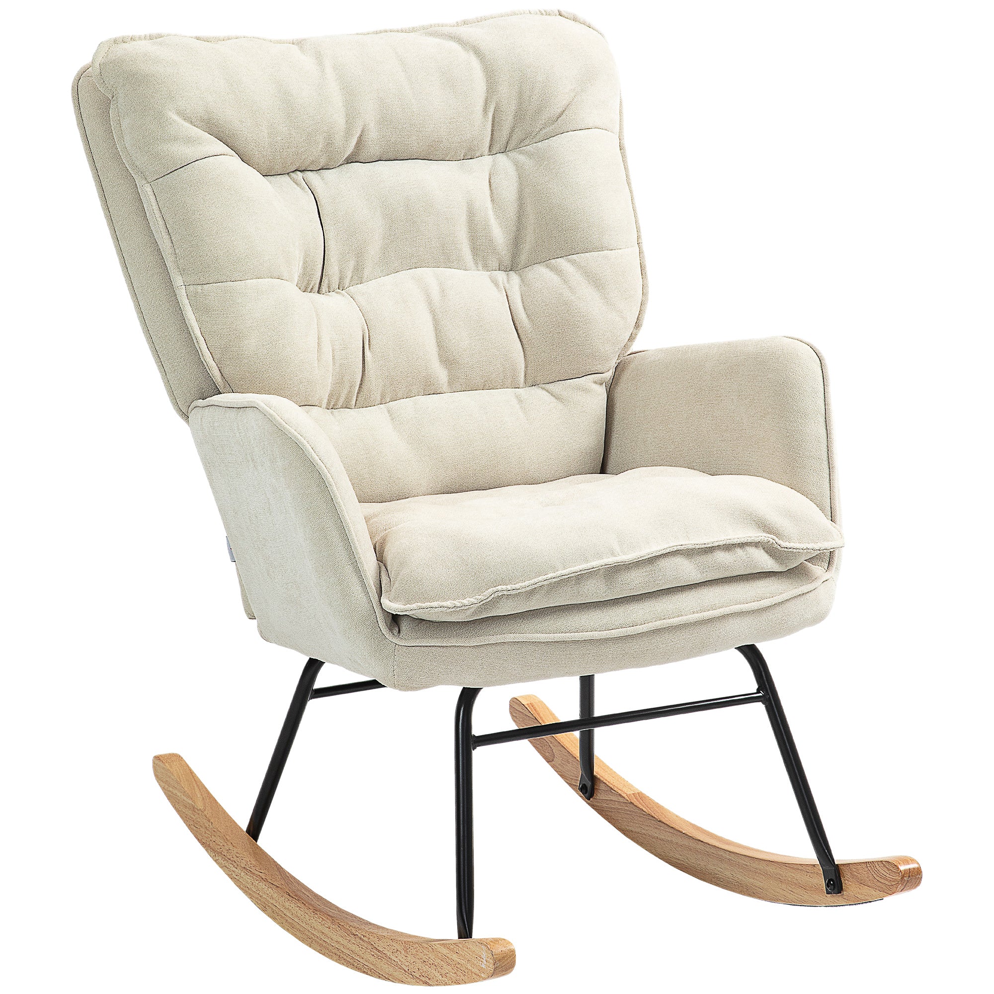 Rocking Chair, Armrests, Nursing, 120 kg Load Capacity, Chenille Look, Beige - Image 2