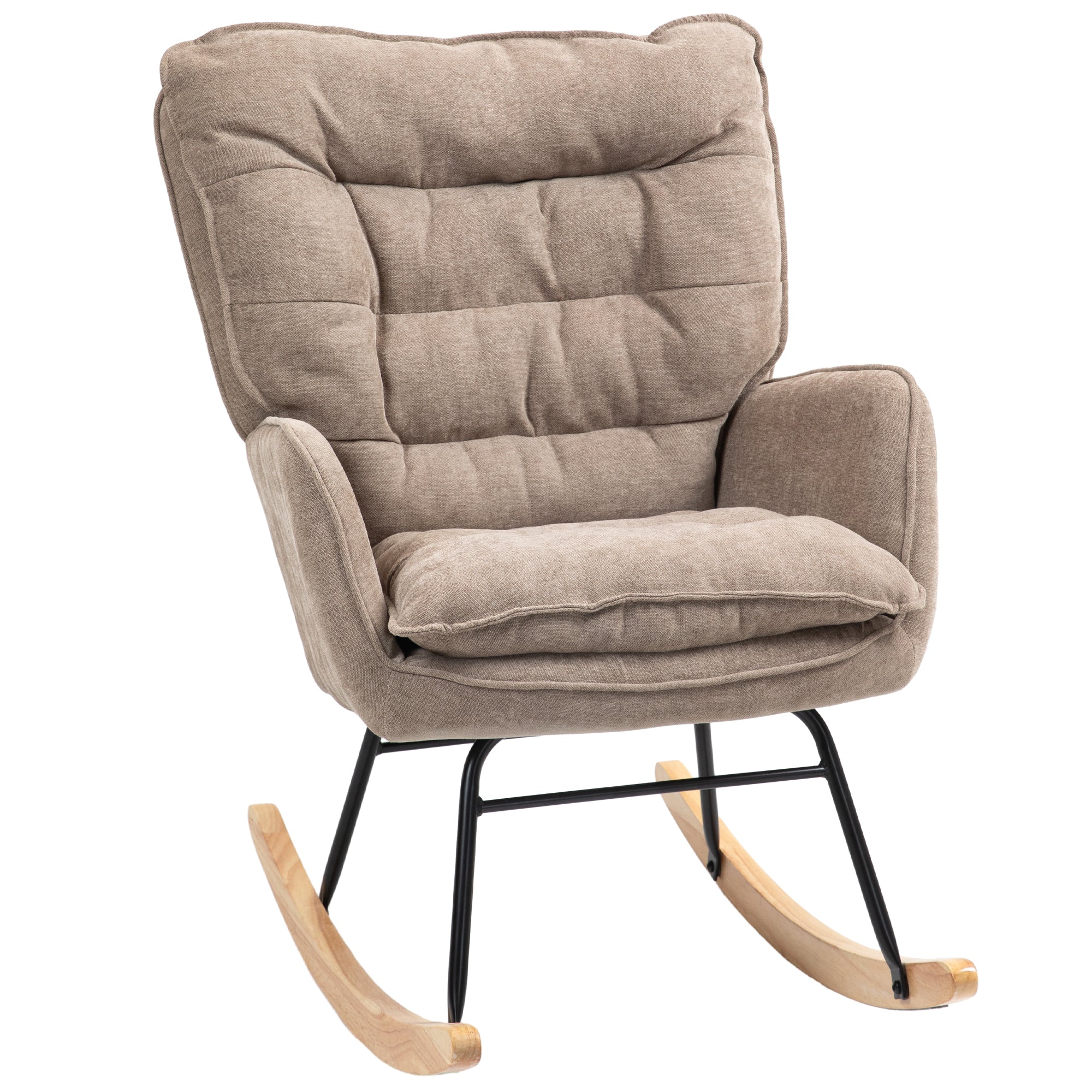 Rocking Chair, Armrests, Nursing, 120kg Load Capacity, Brown - Image 2