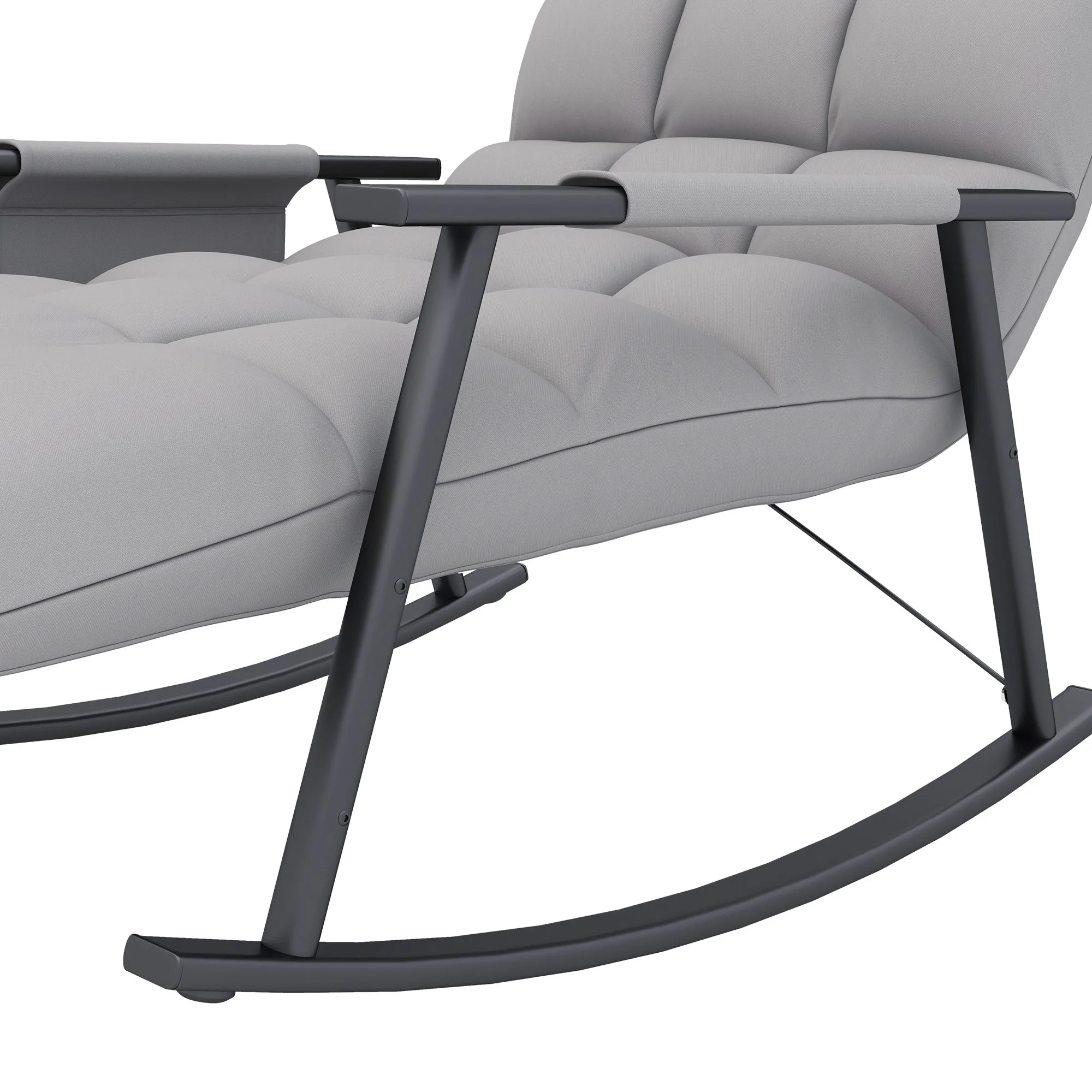 Rocking Chair/Relaxing Armchair Footrest Adjustable Backrest Side Pocket, Microfiber Grey - Image 8