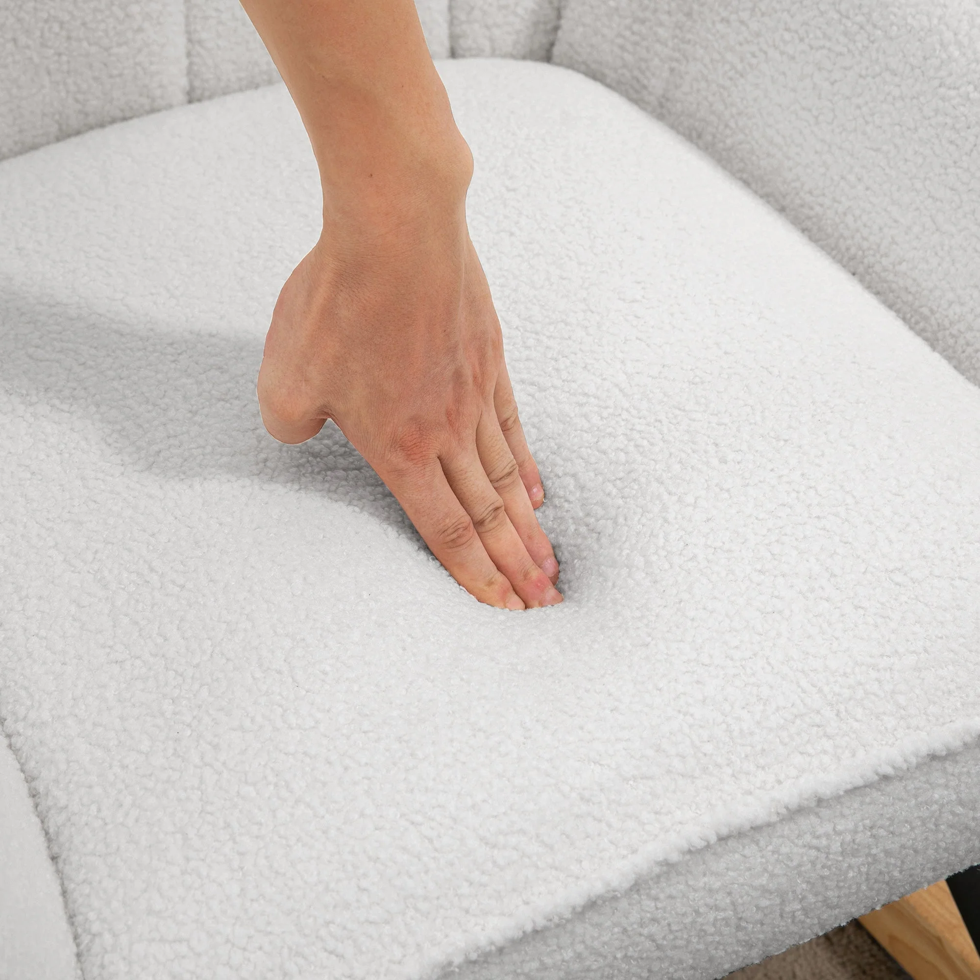 Rocking Chair Upholstered Relaxing 150 kg Sherpa Fleece Grey - Image 8