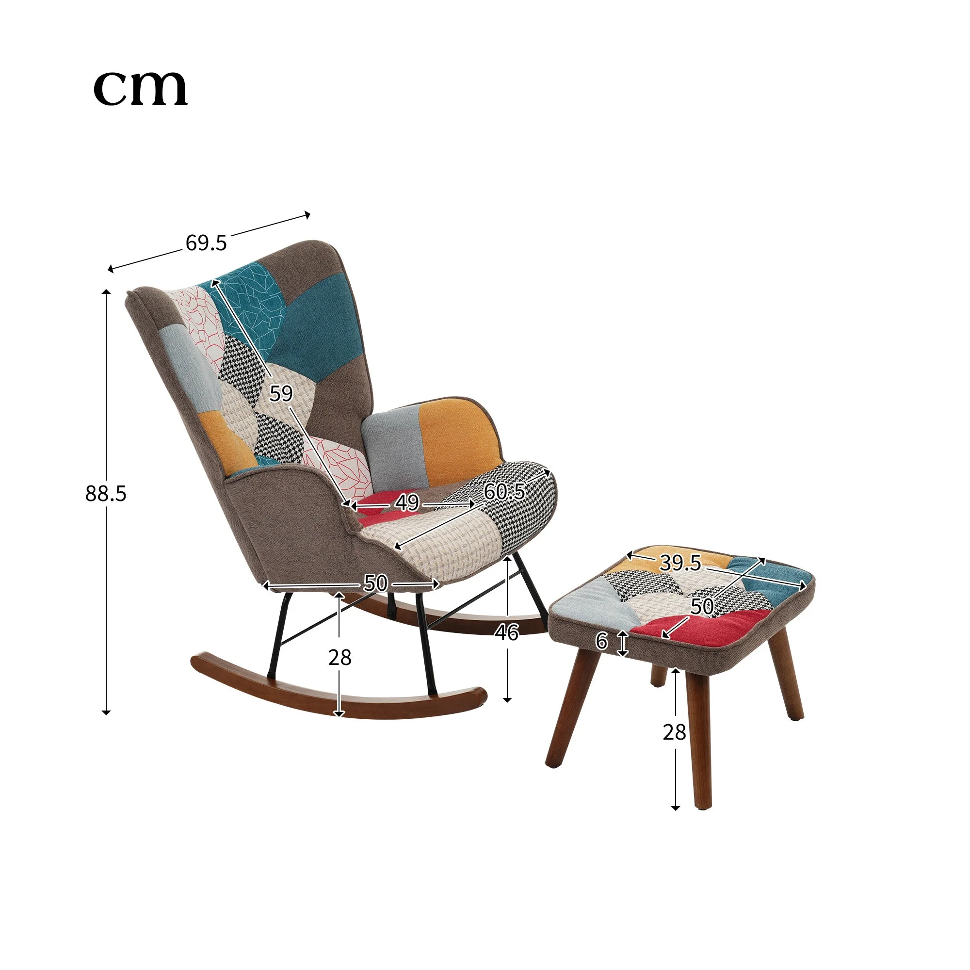 Rocking Chairs, Leisure with Splicing, Footrest - Image 5