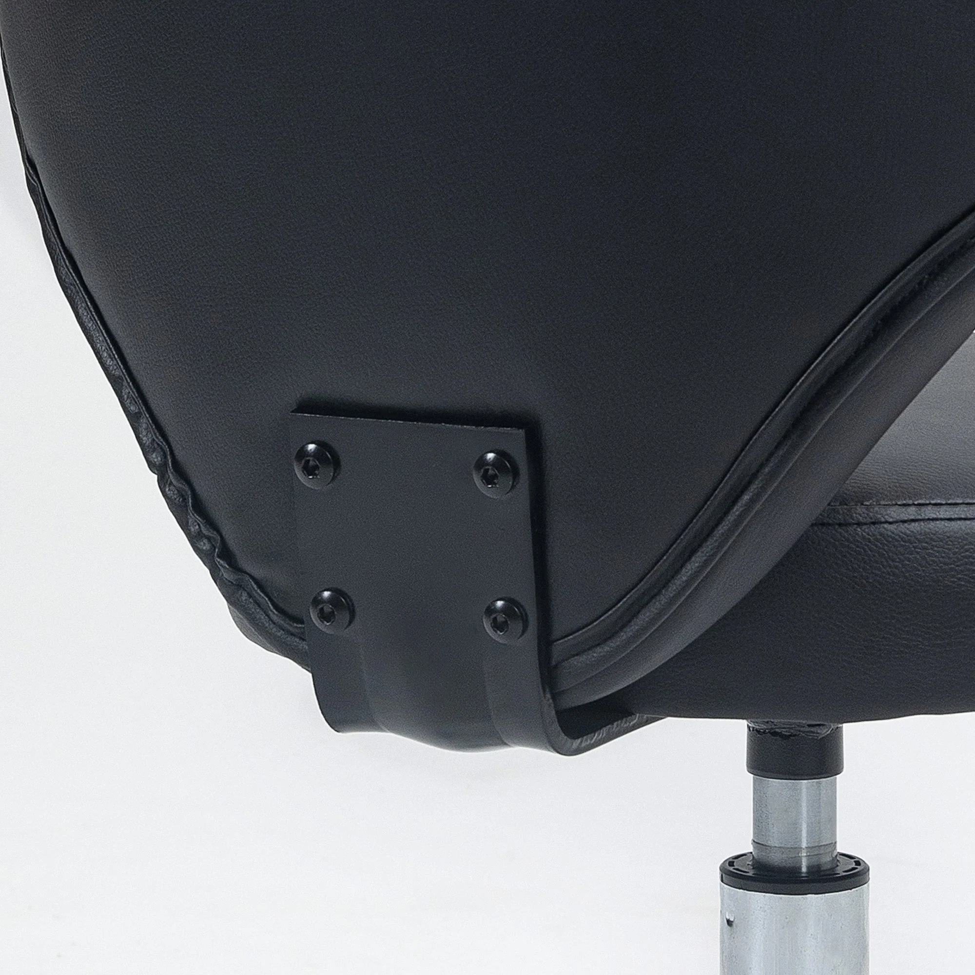Rolling Stool Massage Stool, 360° Swivel Ergonomic Backrest, Black Faux Leather - Image 7