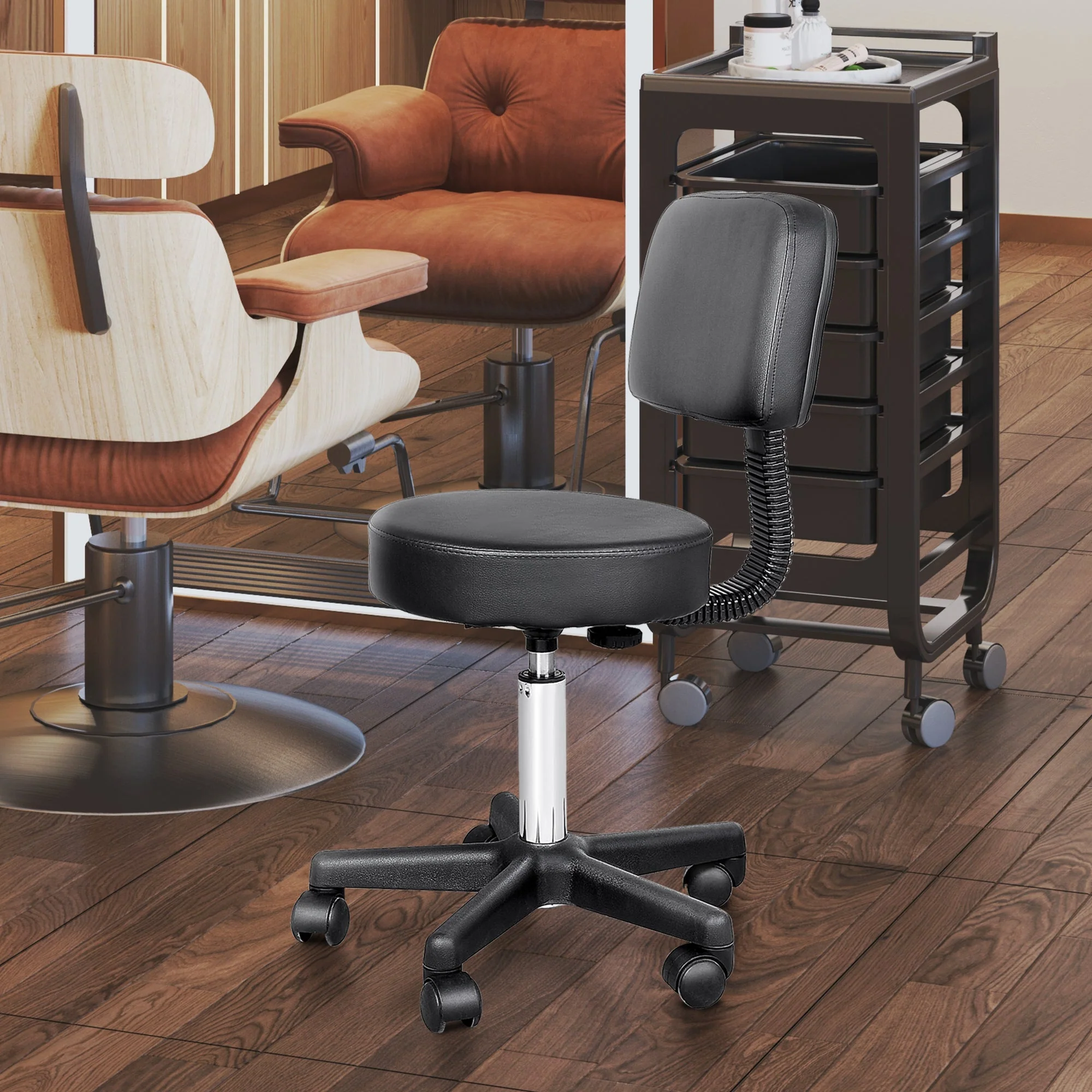 Rolling Stool Swivel Work Cosmetic Professional Salon - Image 2