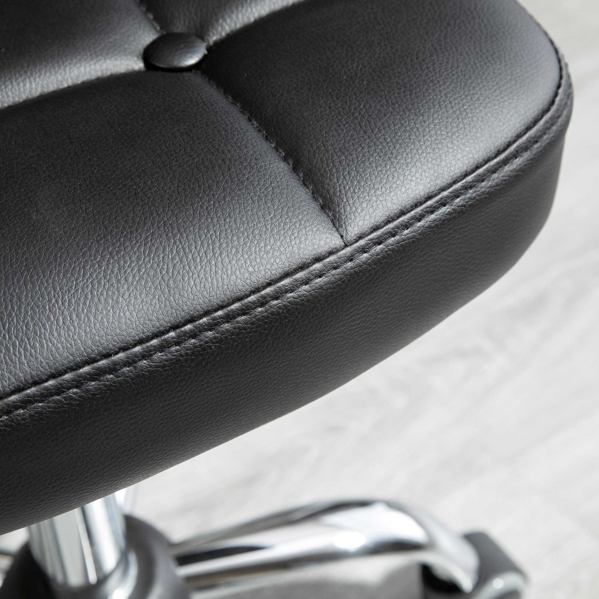 Rolling Stools, Set of 2, Swivel, Height-Adjustable, Dark Grey Faux Leather & Steel - Image 8