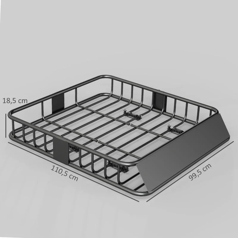 Roof Rack Universal Roof Basket with Wind Protection, 90.7 kg Load Capacity, Steel, Black - Image 3