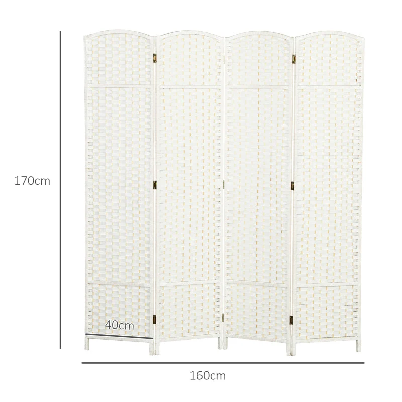 Room Divider, 4-Panel Foldable Privacy Screen, White - Image 3