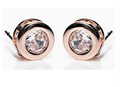 Rose Gold Lge Stone Earrings