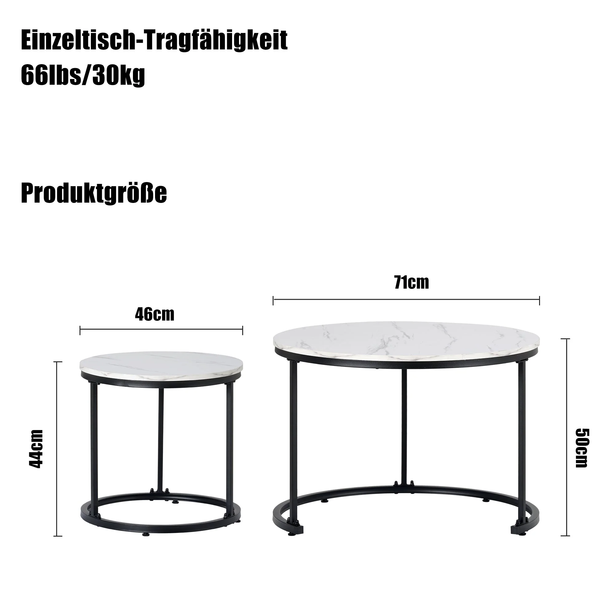 Round Coffee Table Set of 2, Nested Side Table for Living Room - Image 5