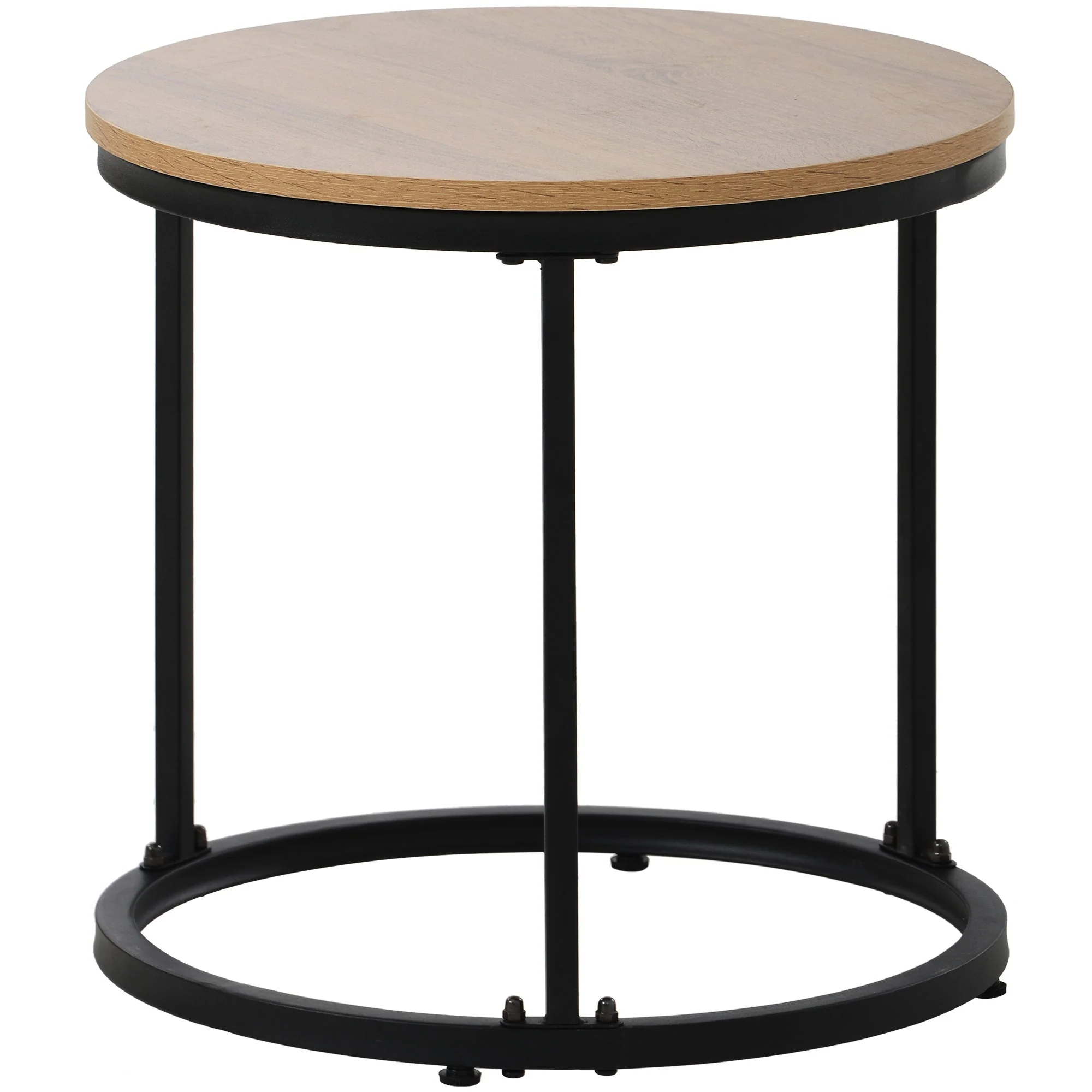 Round coffee table set of 2 nested side tables (oak) - Image 10