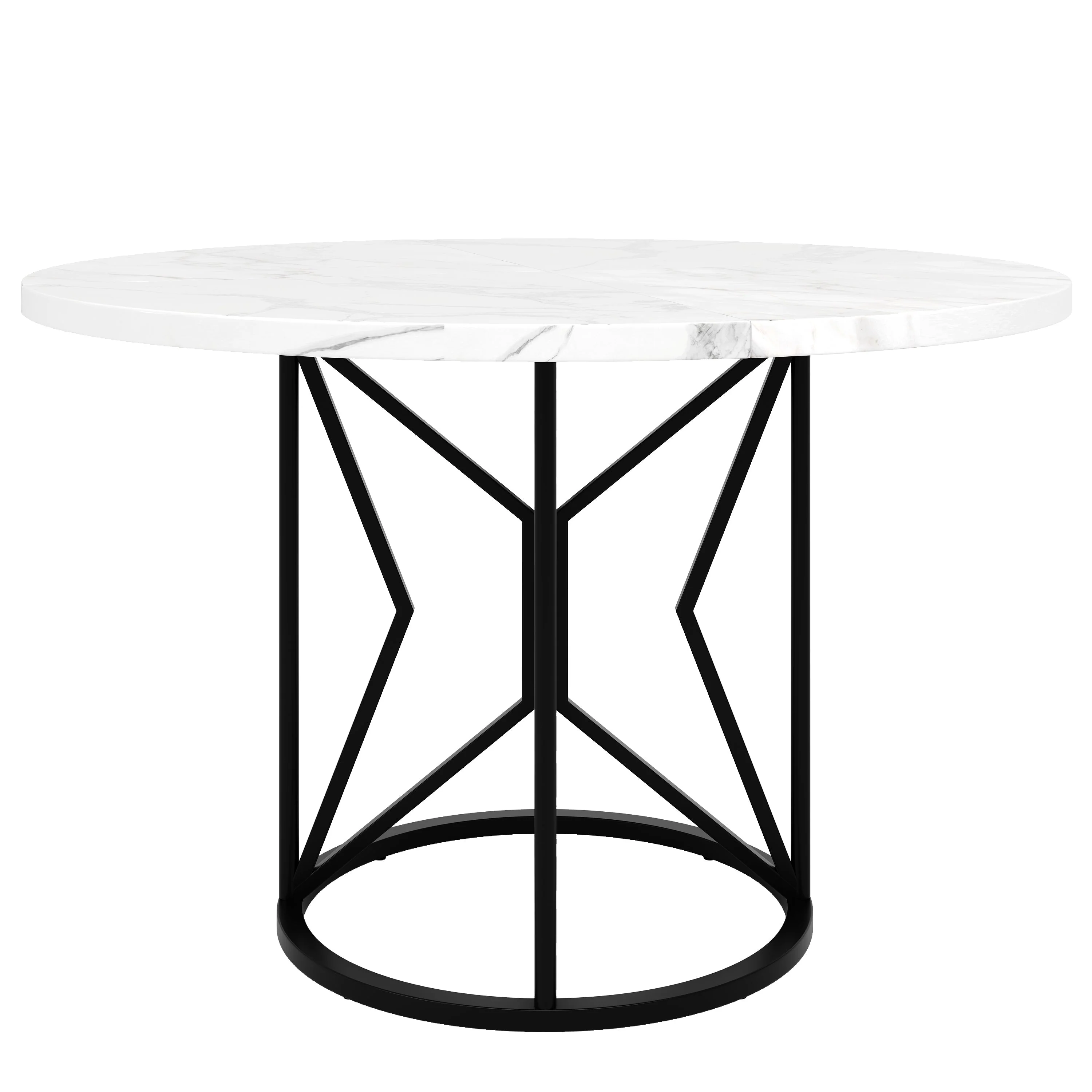 Round Dining Table 100cm 4-6 Seater Metal Geometric Legs - Black - Image 6