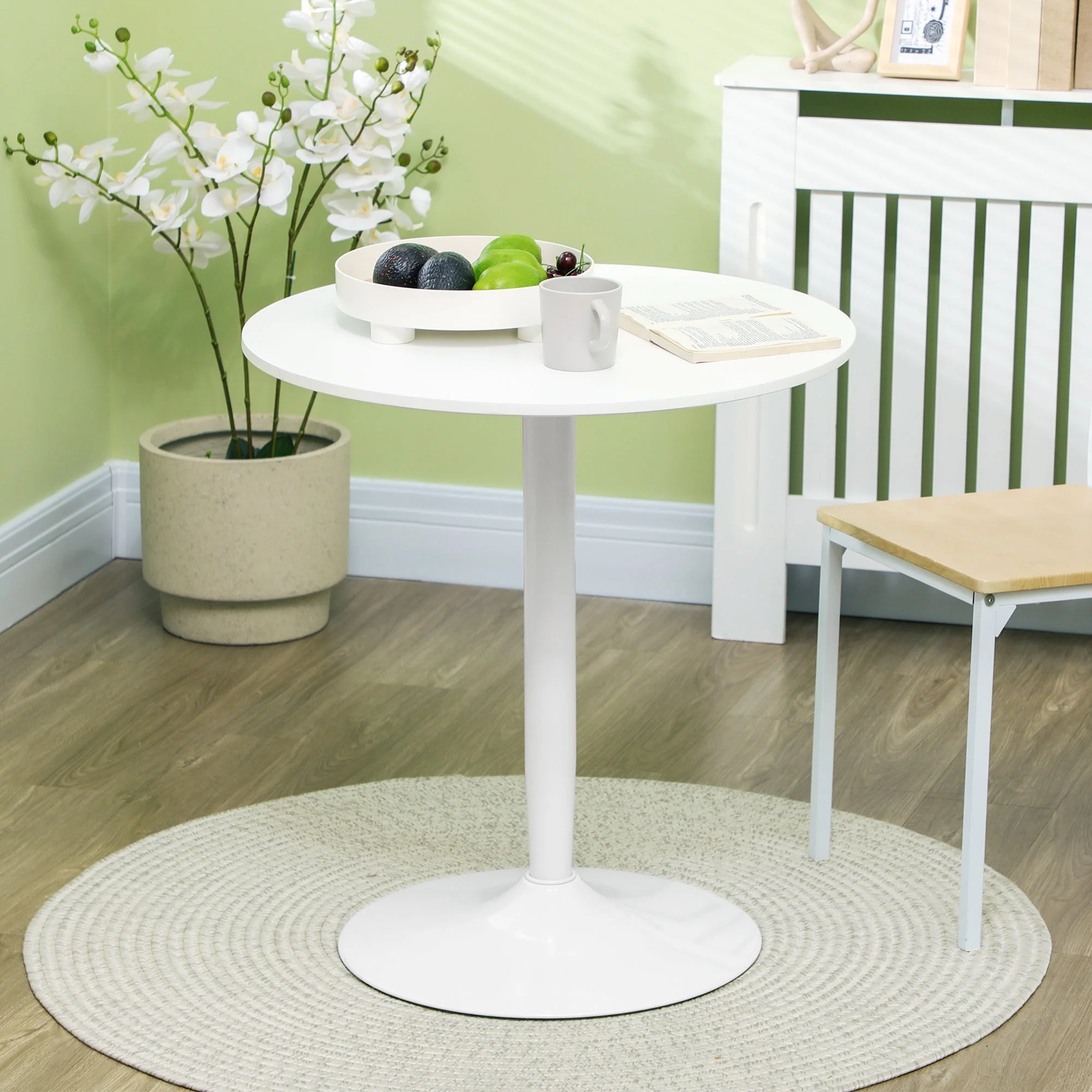 Round Dining Table, Modern Kitchen for 2, Steel