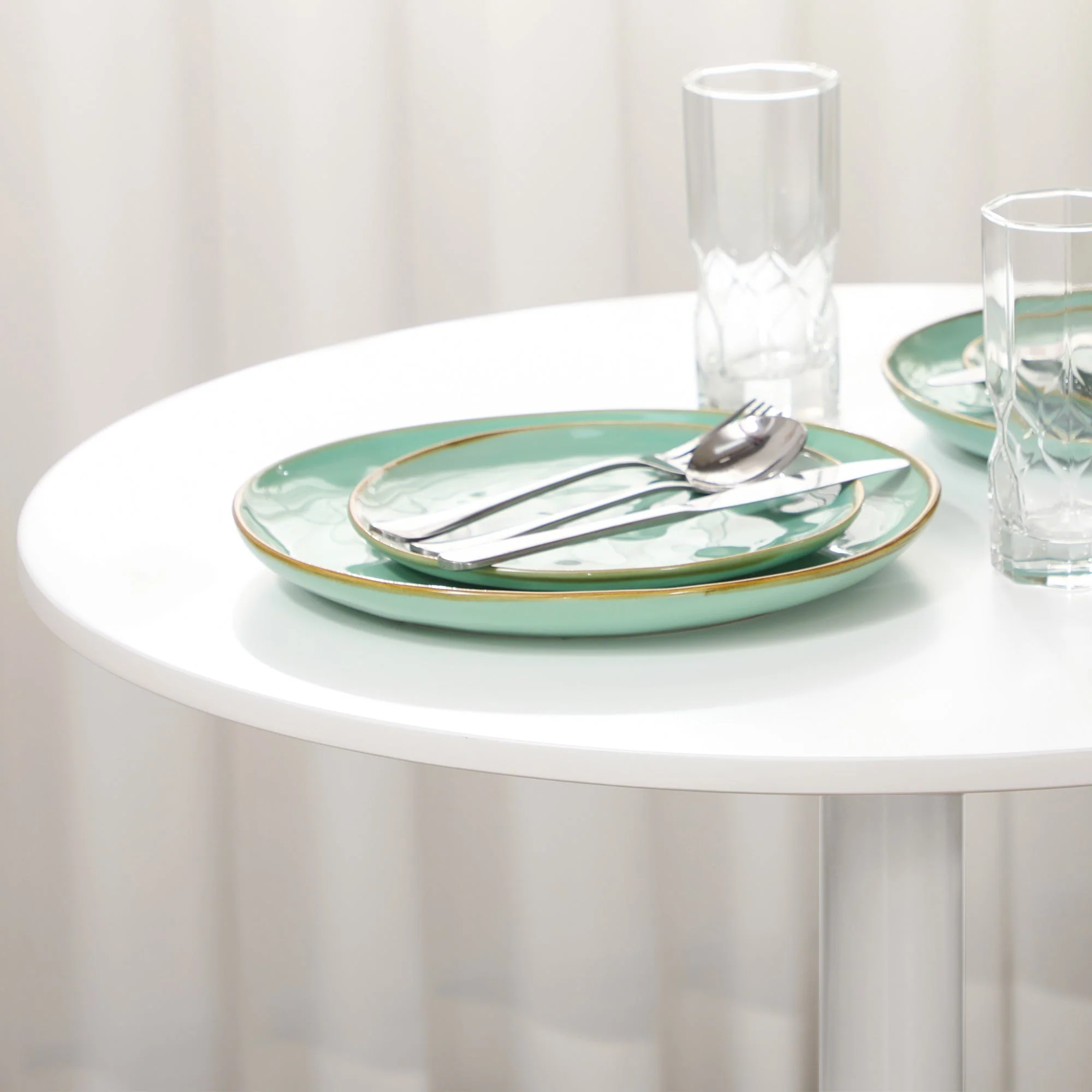 Round Dining Table, Modern Kitchen for 2, Steel - Image 6