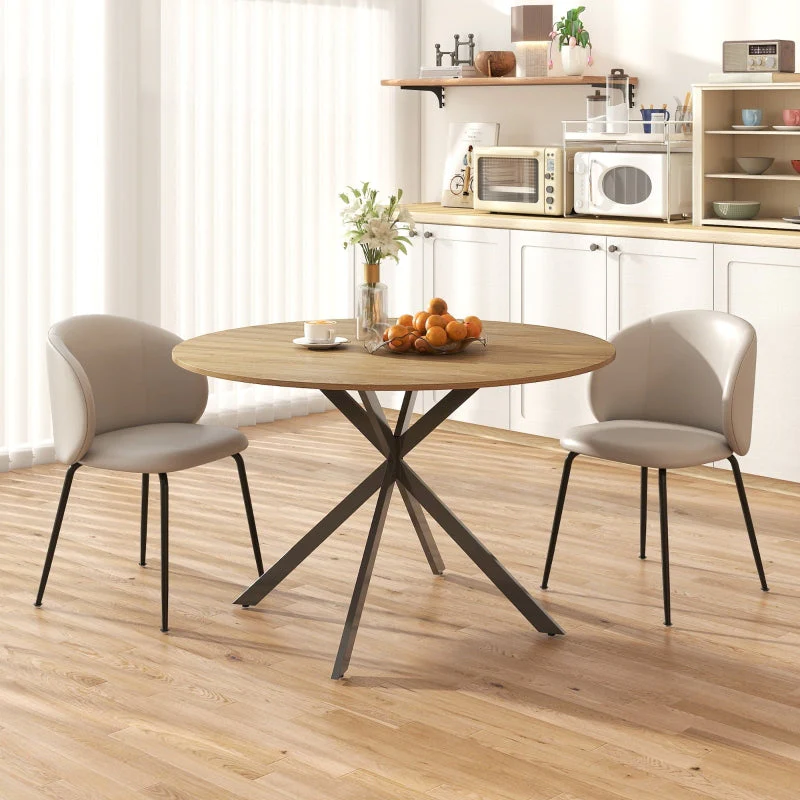 Round Dining Table Ø120 Industrial Steel Legs, Oak - Image 6